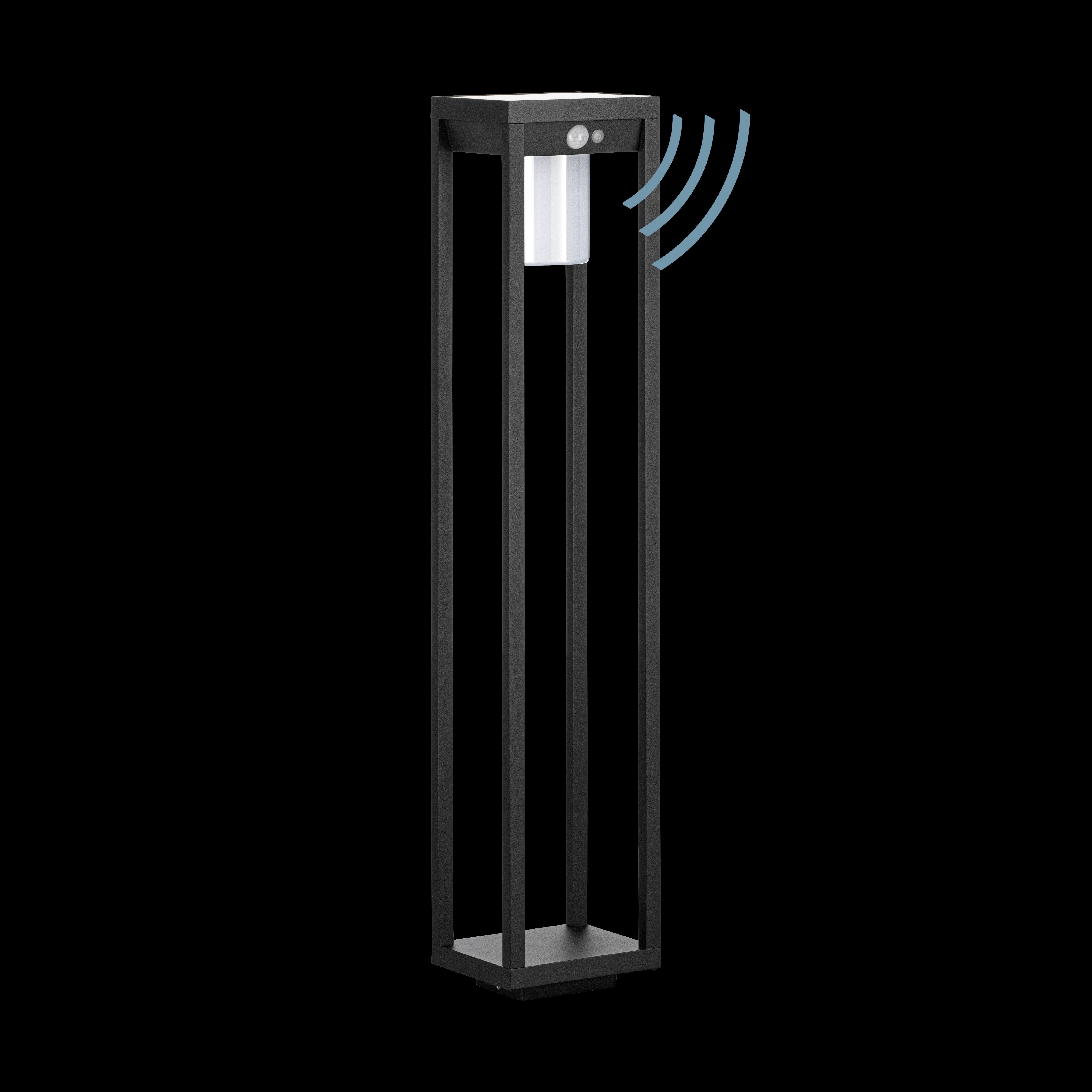 eglo martano solar led black angular ip44 pedestal light living room close up