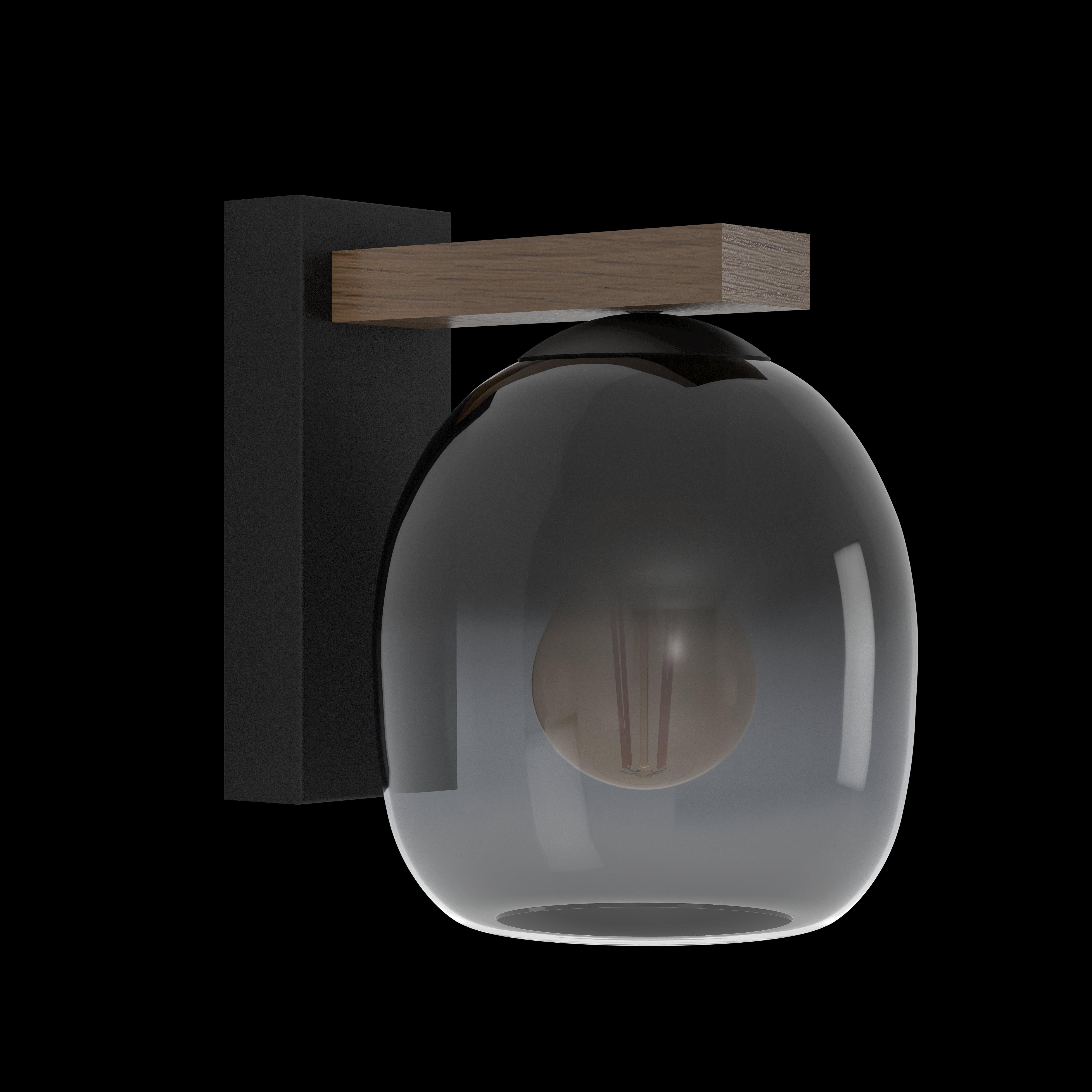 eglo filago black wood wall light glass shade living room image