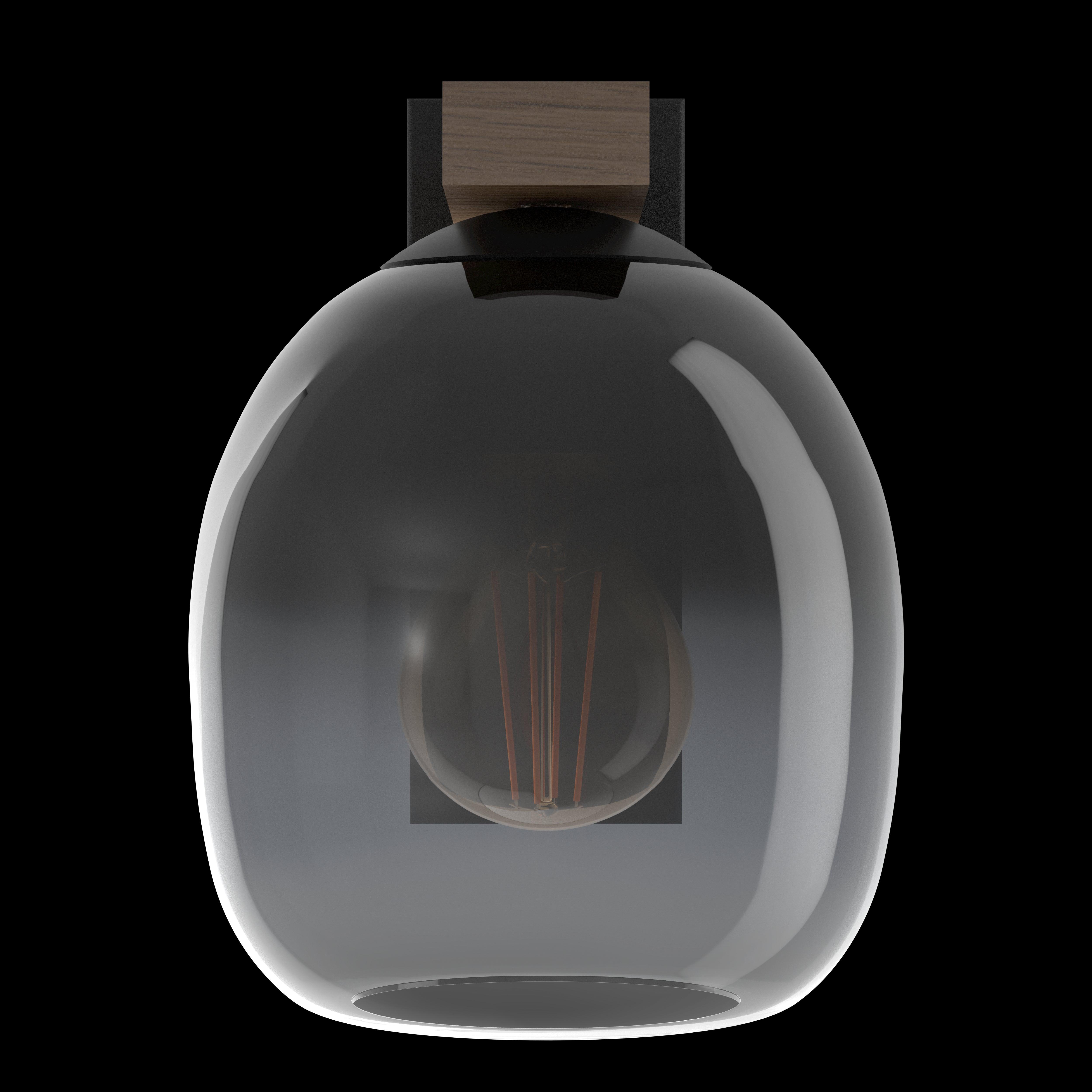 eglo filago black wood wall light glass shade kitchen lighting 