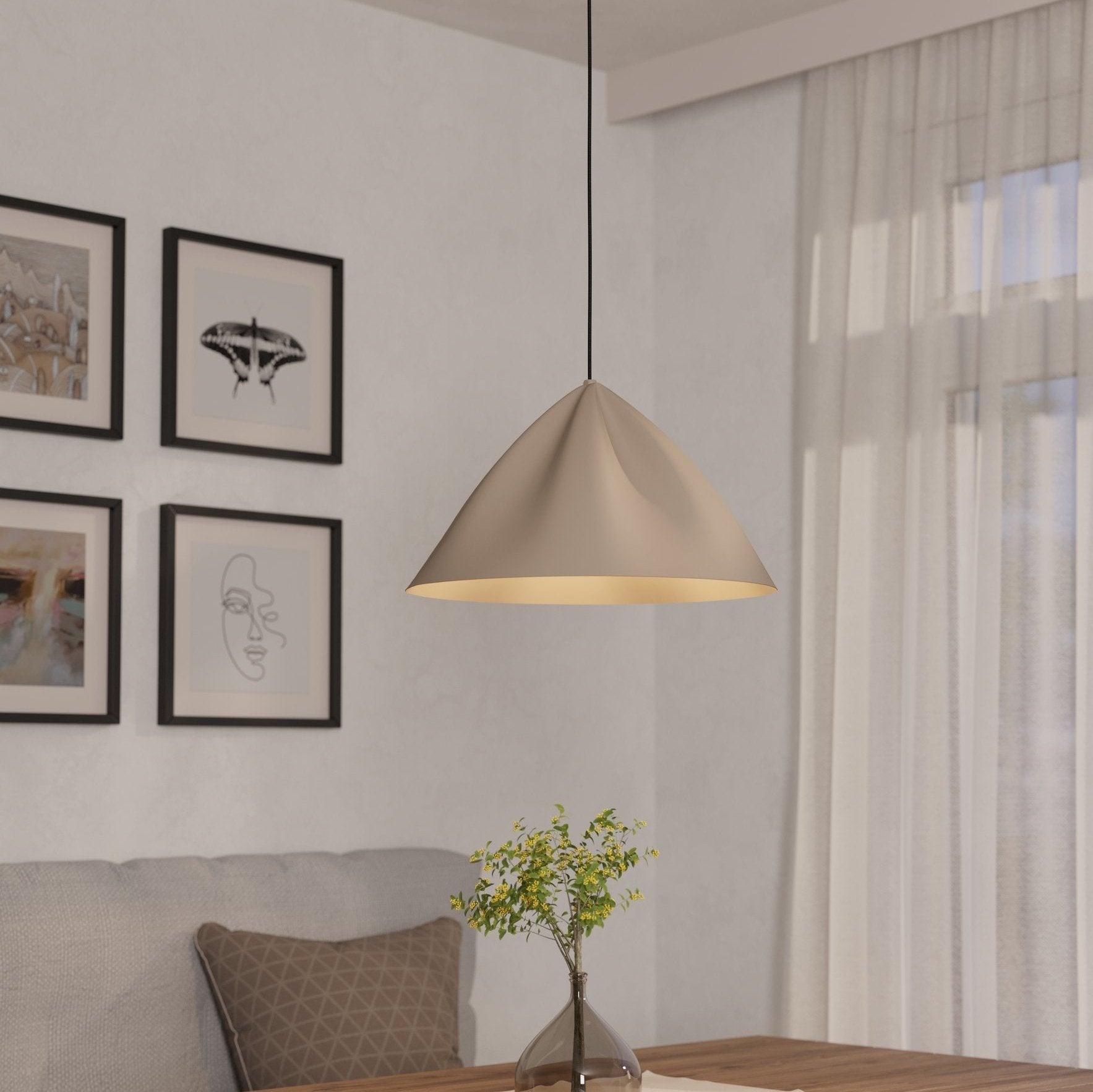 eglo podere conical sand metal japandi pendant