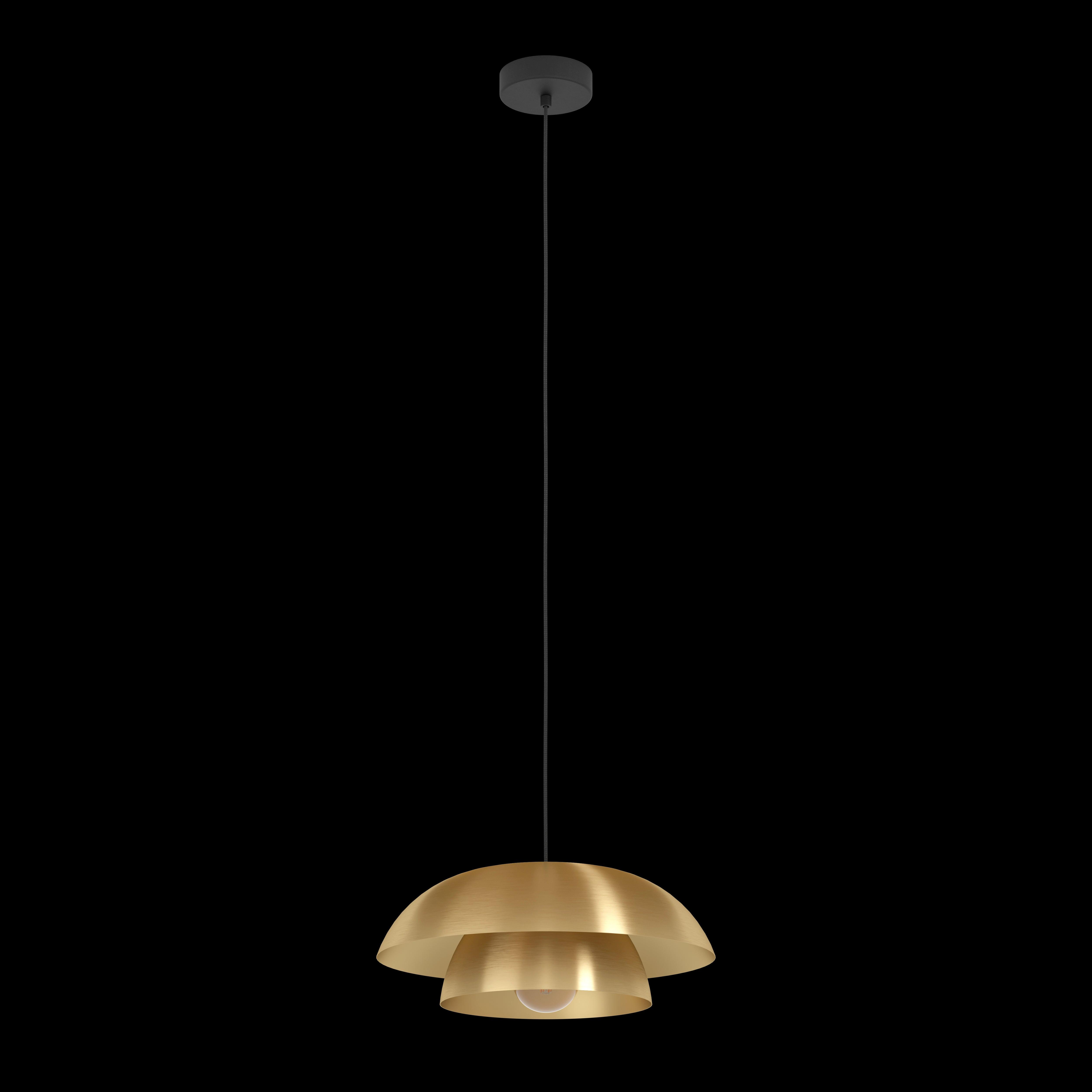eglo cenciara brass lampshade ceiling pendant living room close up