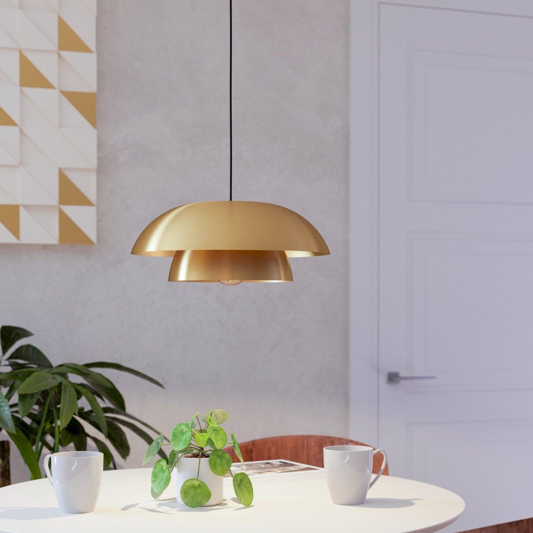 eglo cenciara brass lampshade ceiling pendant living room image