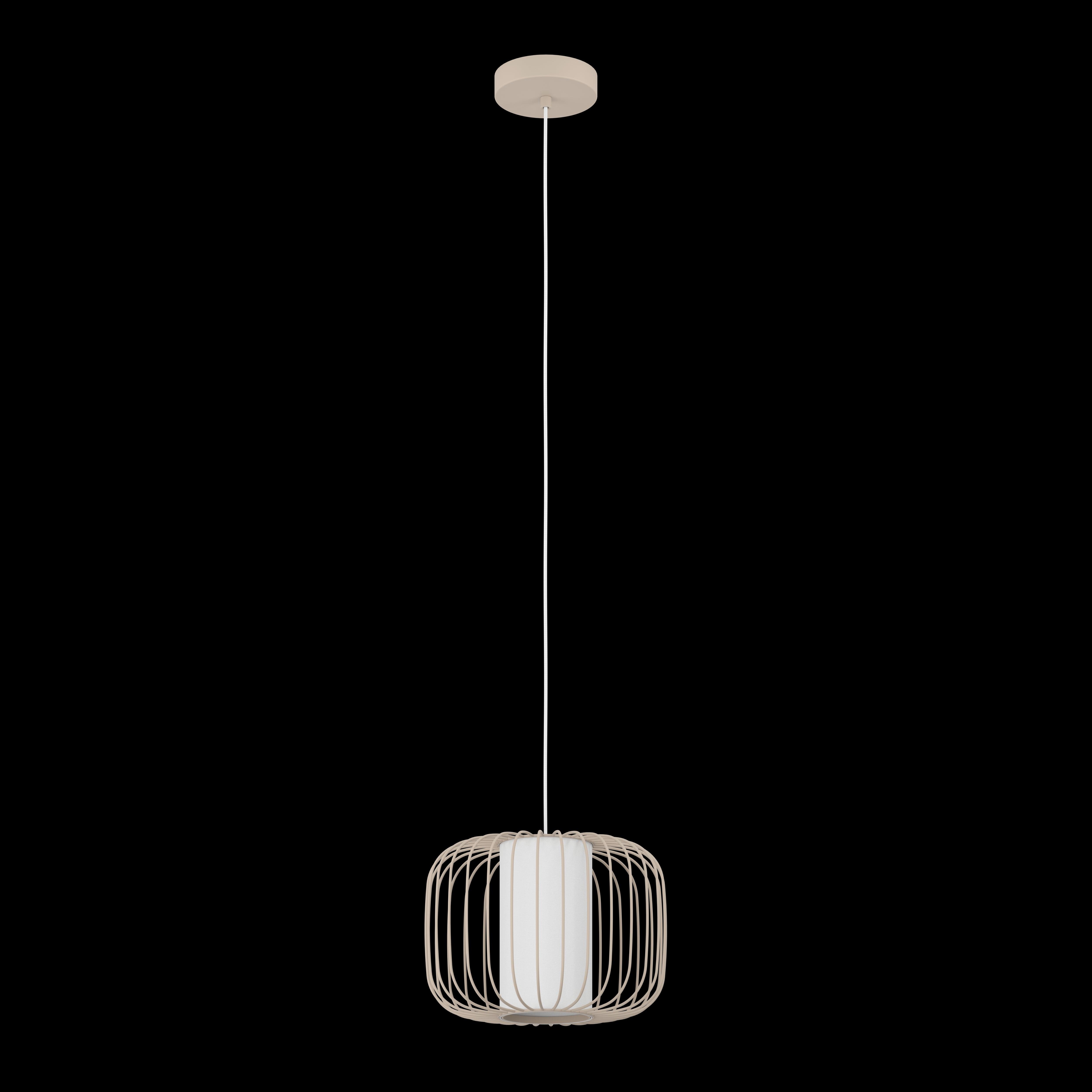 eglo terrarosa sandy wire white fabric pendant living room close up