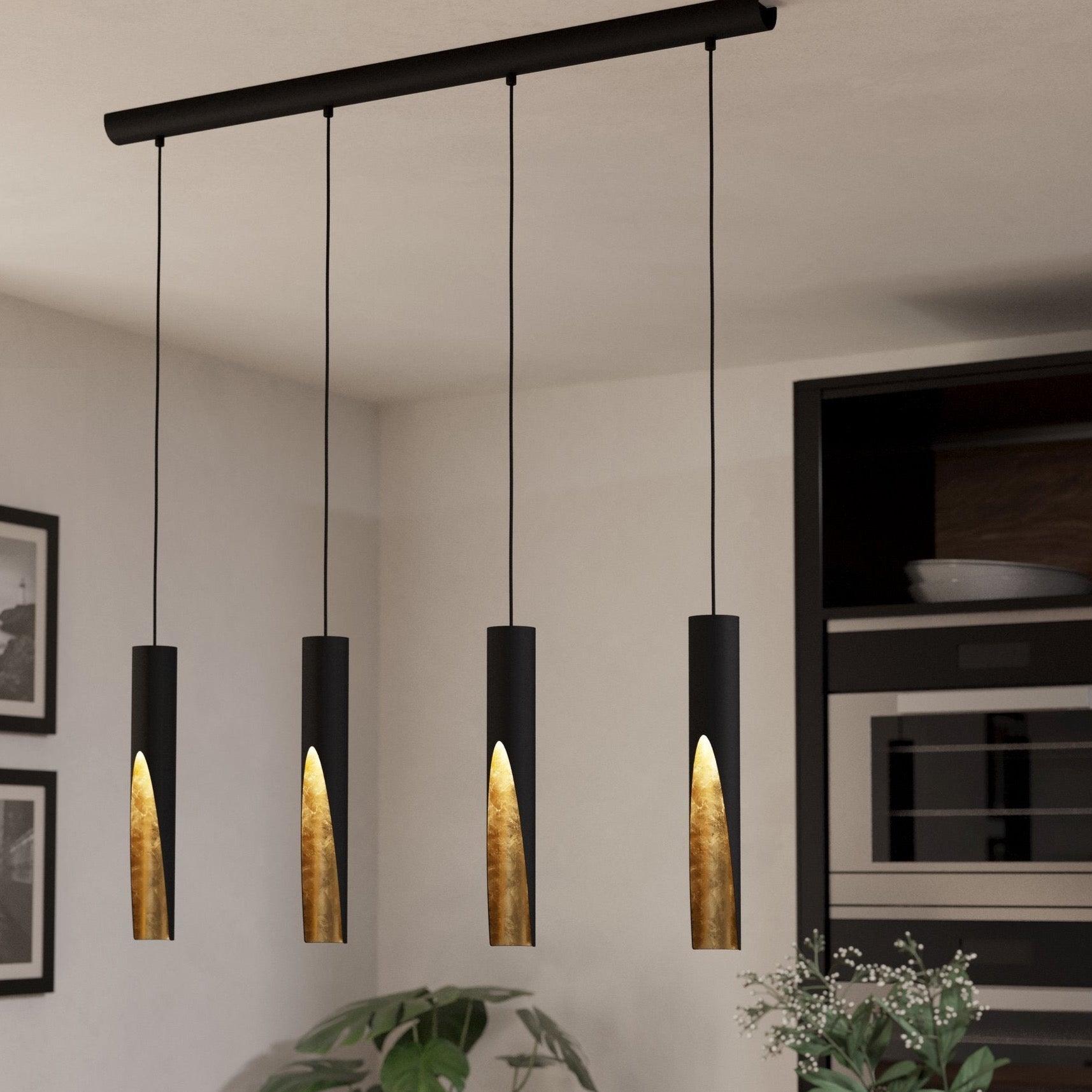 eglo barbotto 4 light black gold metal ceiling pendant