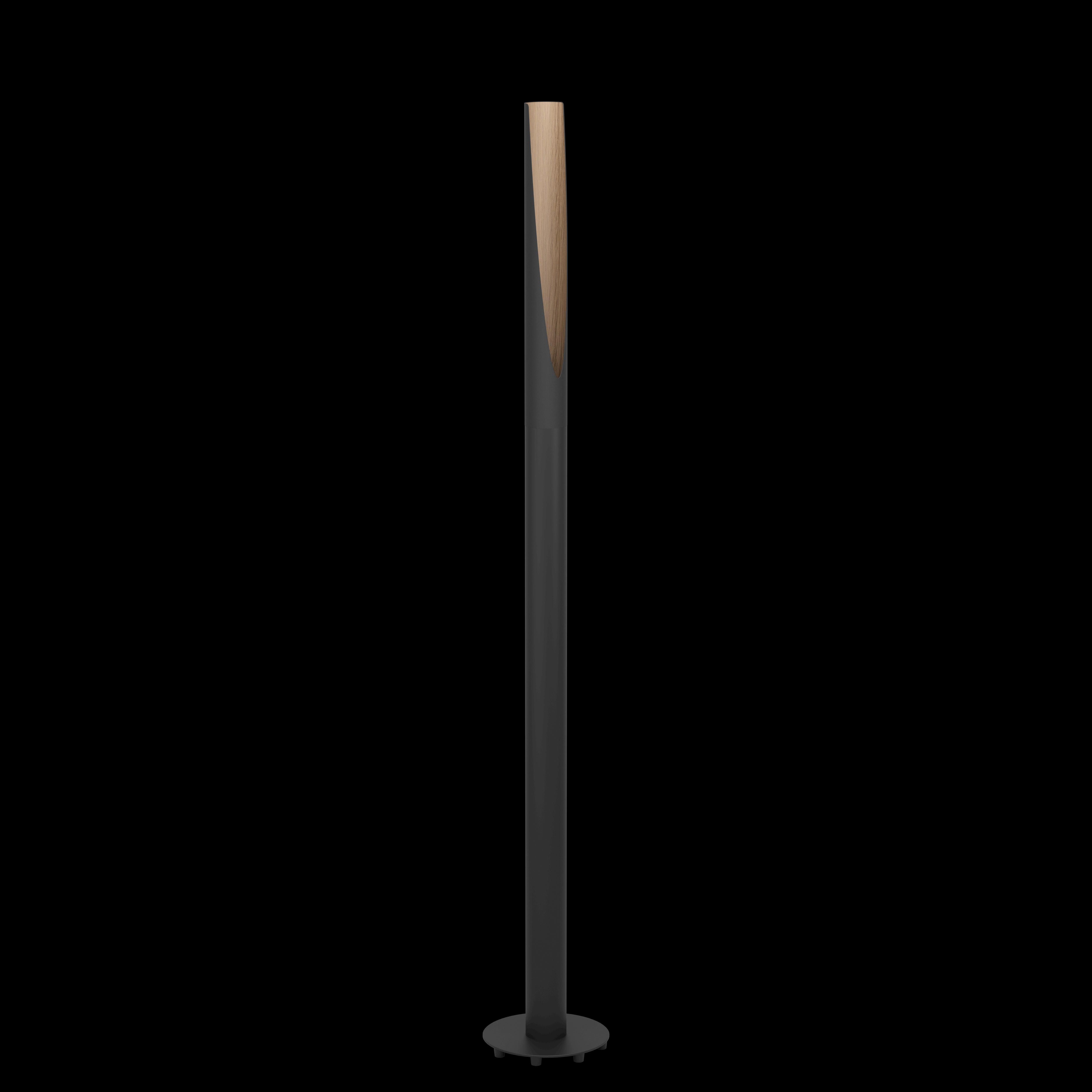 eglo barbotto black metal wood veeneer floor lamp living room image