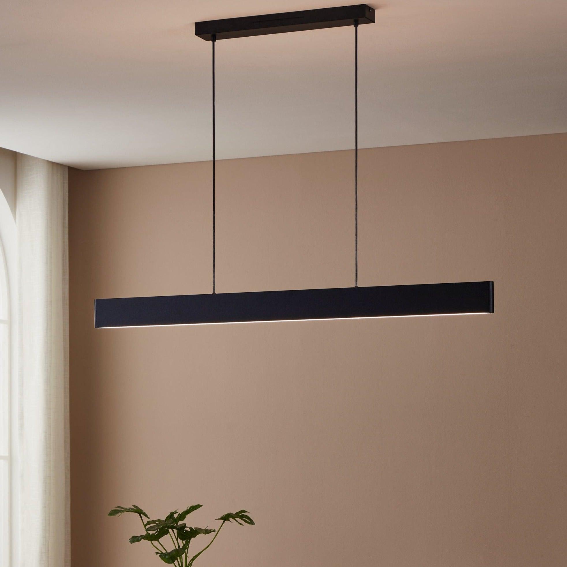 eglo connect andreas z smart led black bar ceiling pendant living room close up