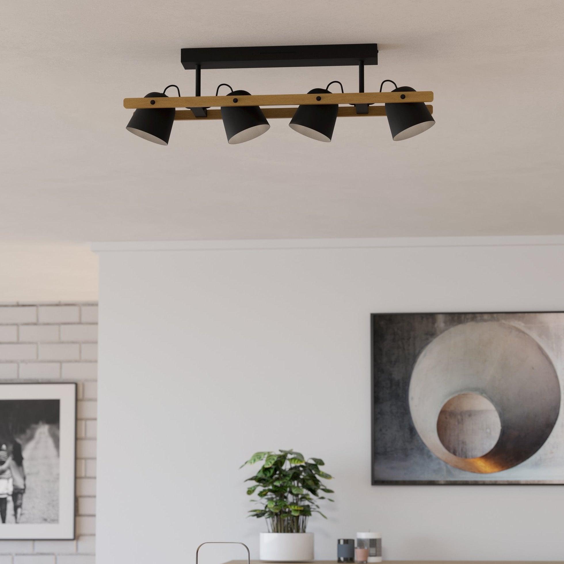 eglo connect hornwood z smart led bar 4 light black wood flush