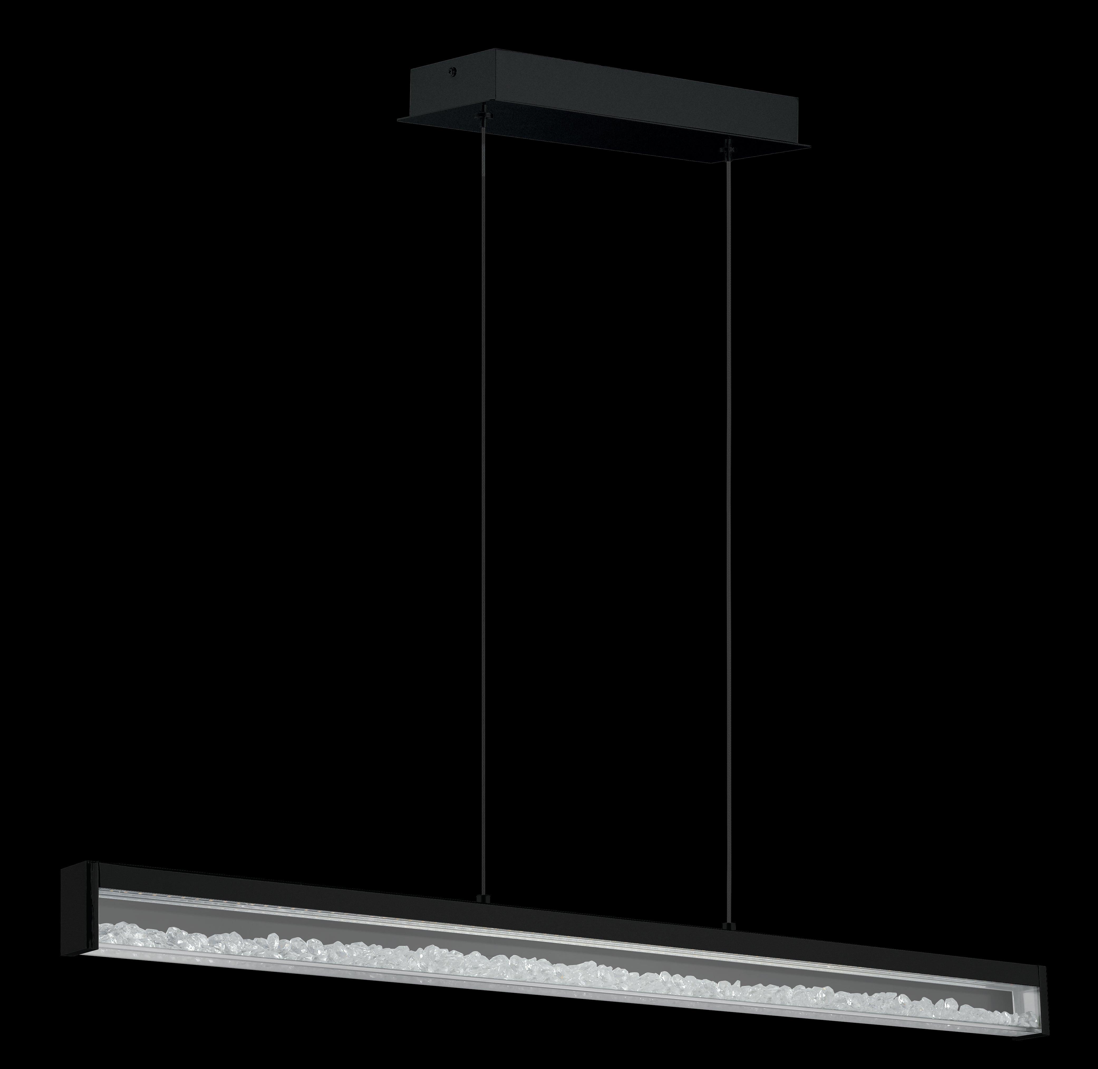 eglo cardito 1 led black bar glass crystal ceiling pendant living room close up