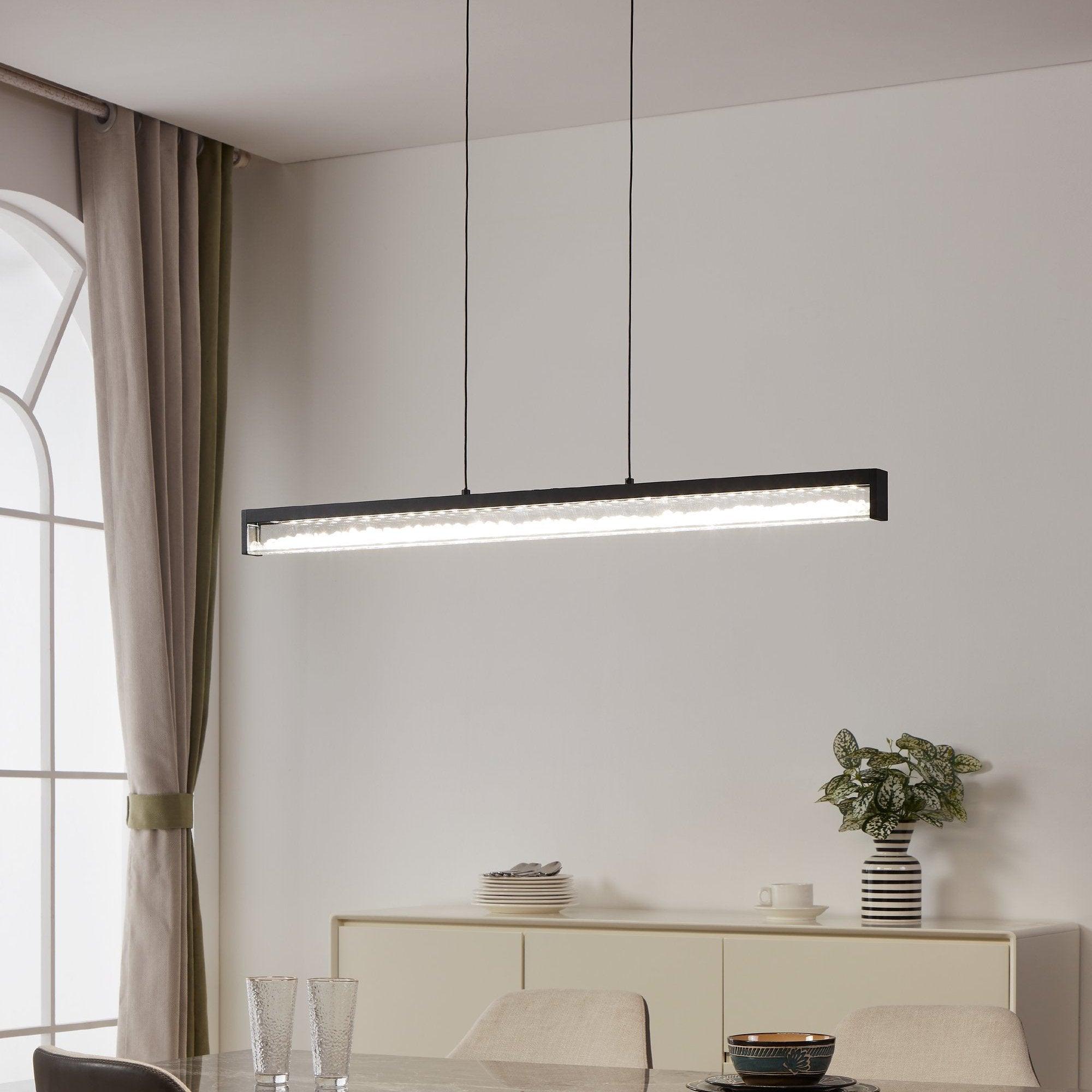 eglo cardito 1 led black bar glass crystal ceiling pendant