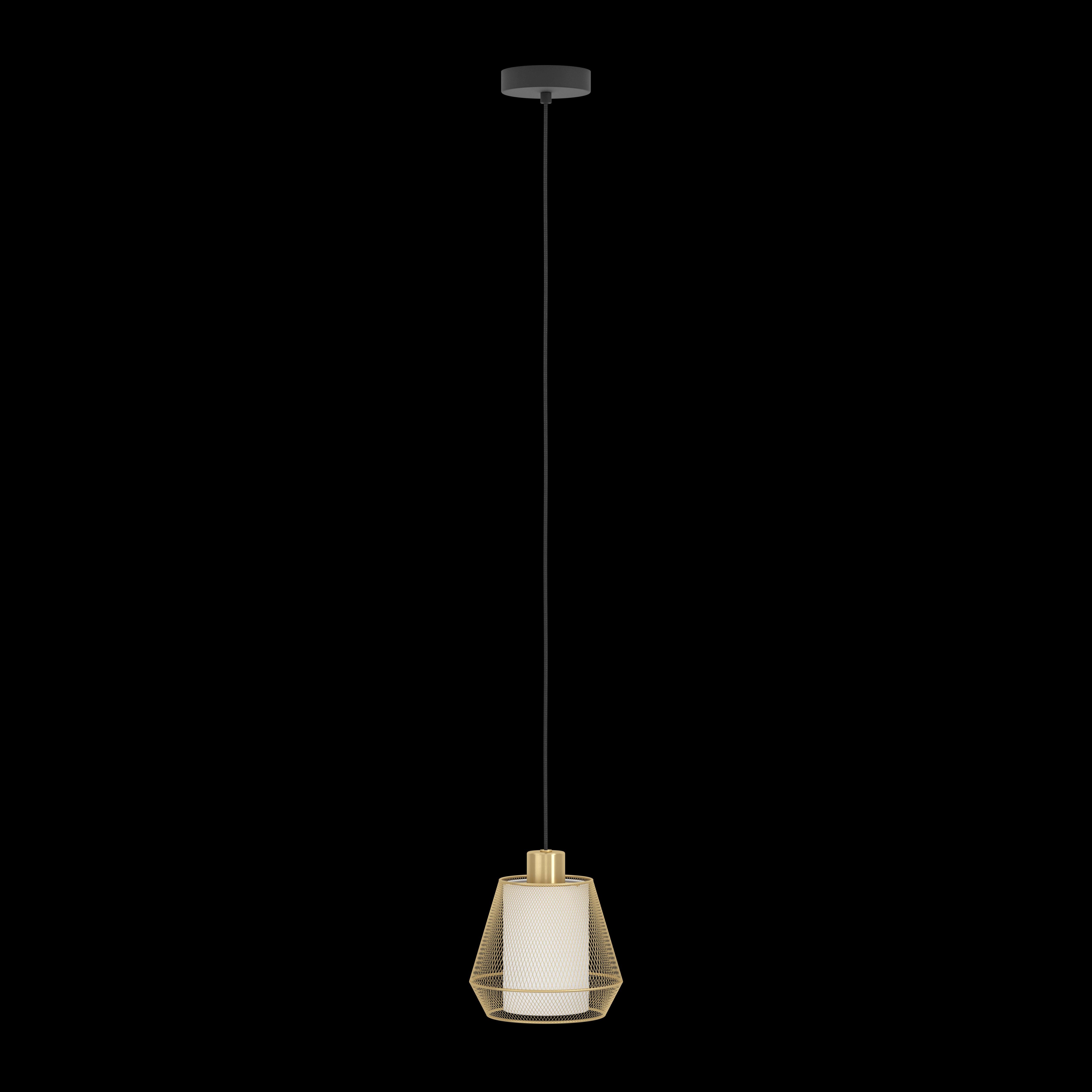 eglo ciudadela brass wire white fabric ceiling pendant living room image