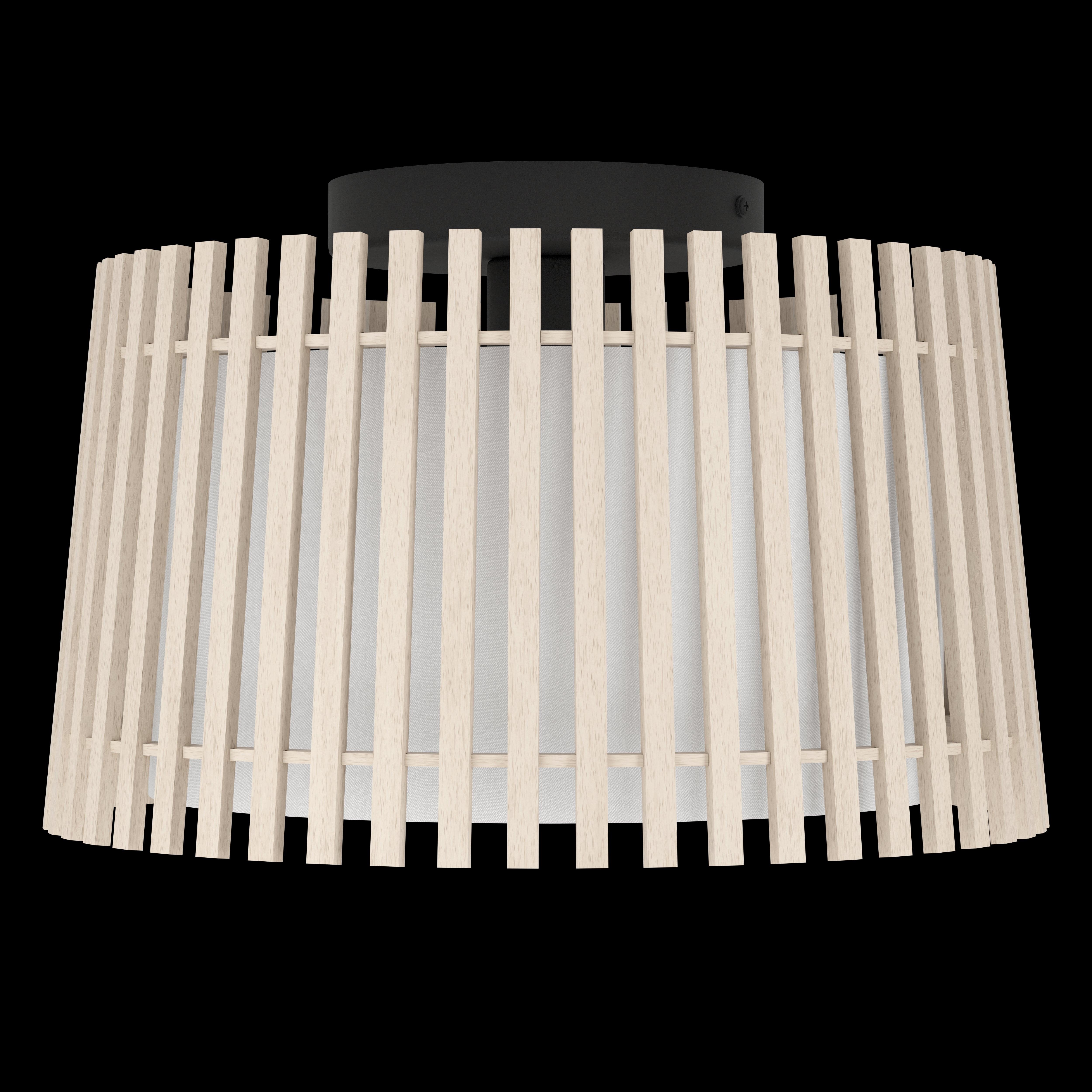 eglo fattoria wood fabric shaded ceiling flush 38cm living room image