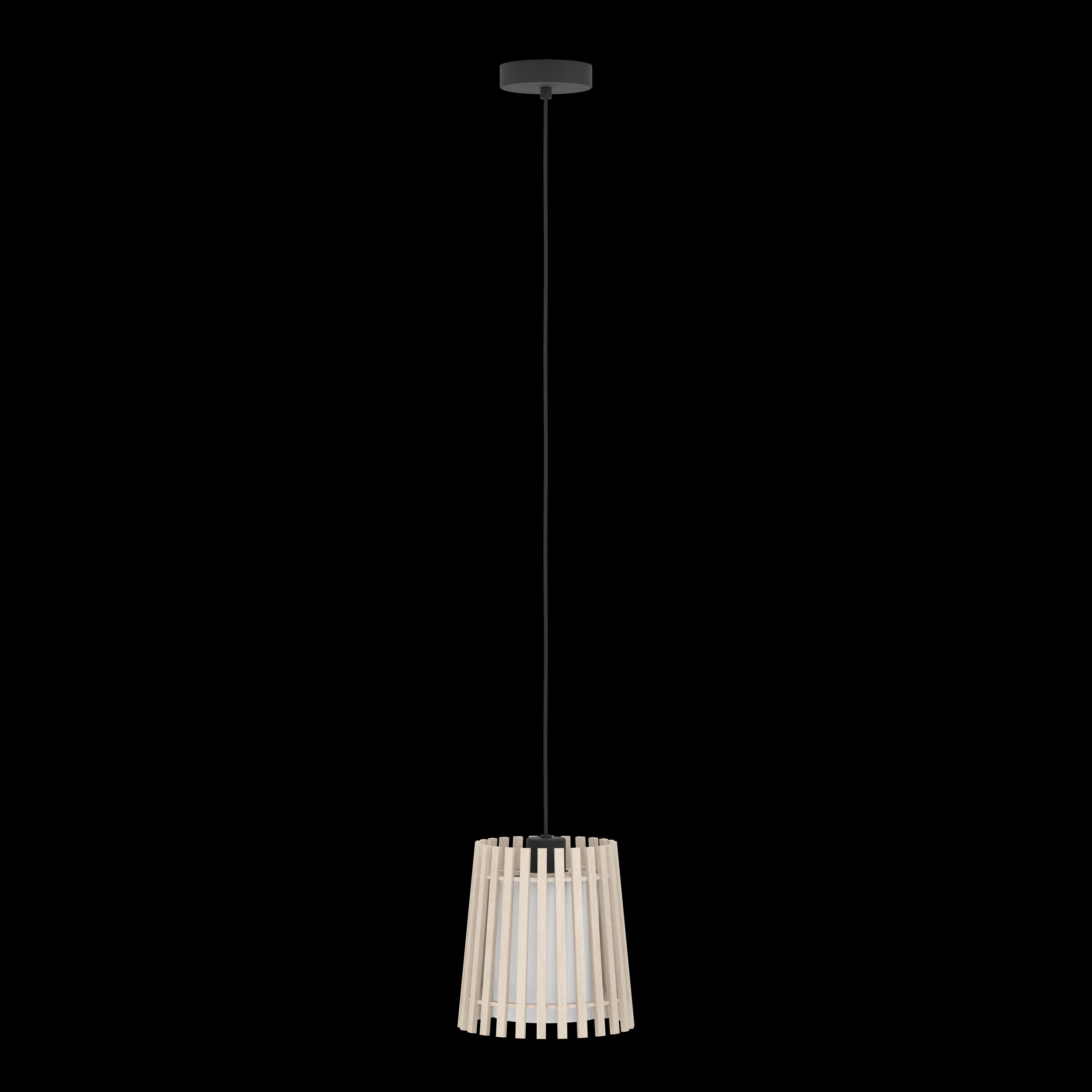 eglo fattoria wood slat fabric ceiling pendant living room image