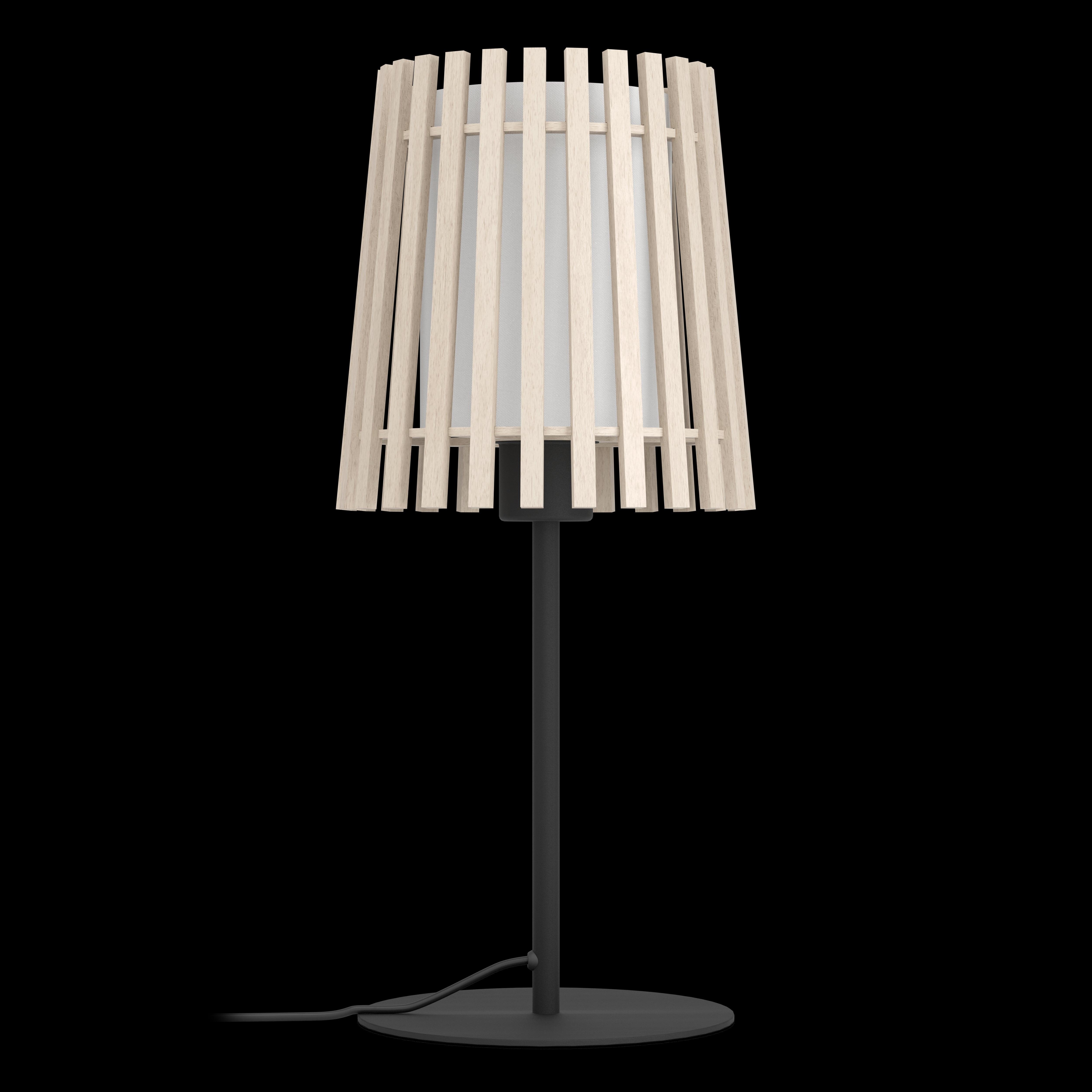 eglo fattoria black table lamp wooded slat shade living room image