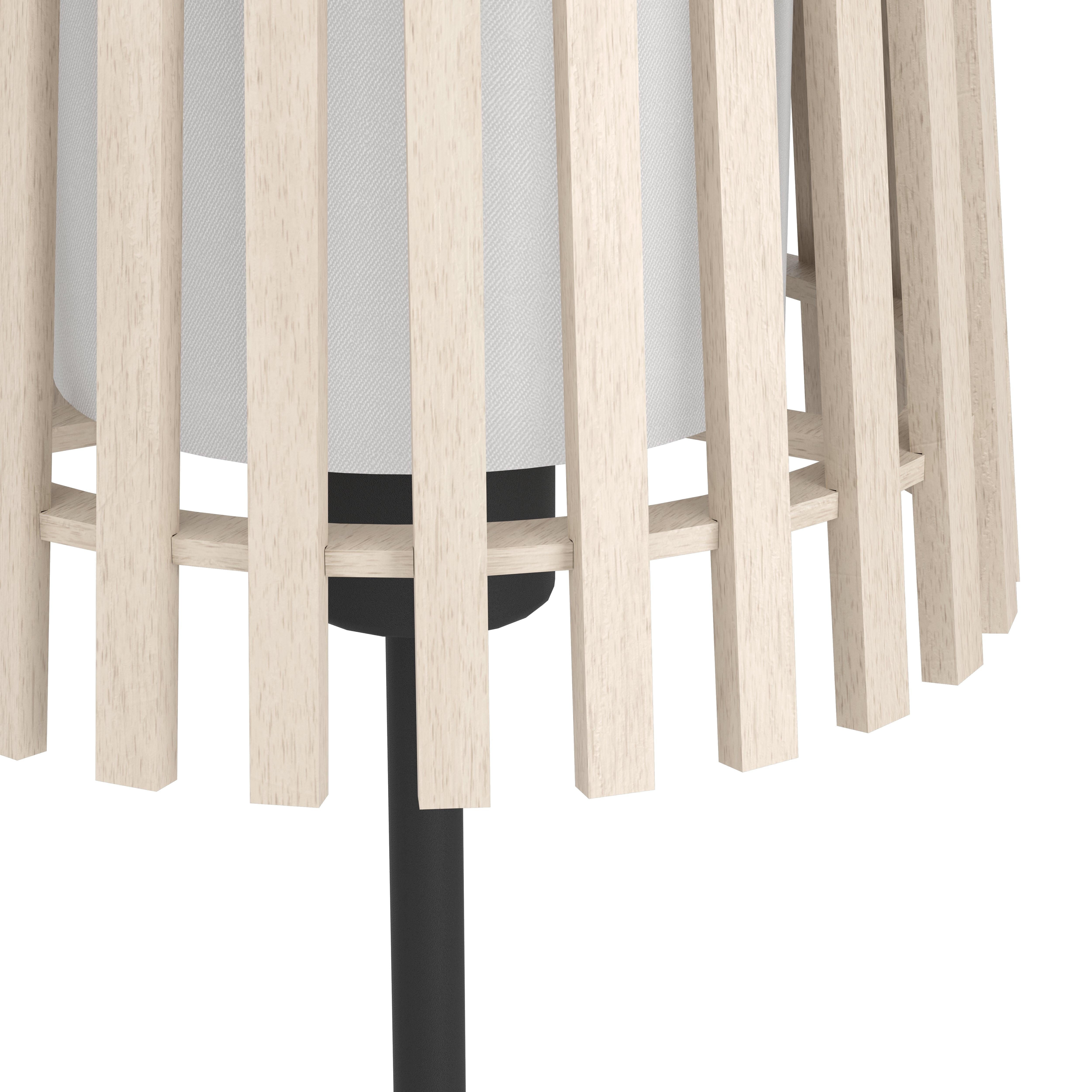 eglo fattoria black table lamp wooded slat shade Kitchen Lighting Close Up
