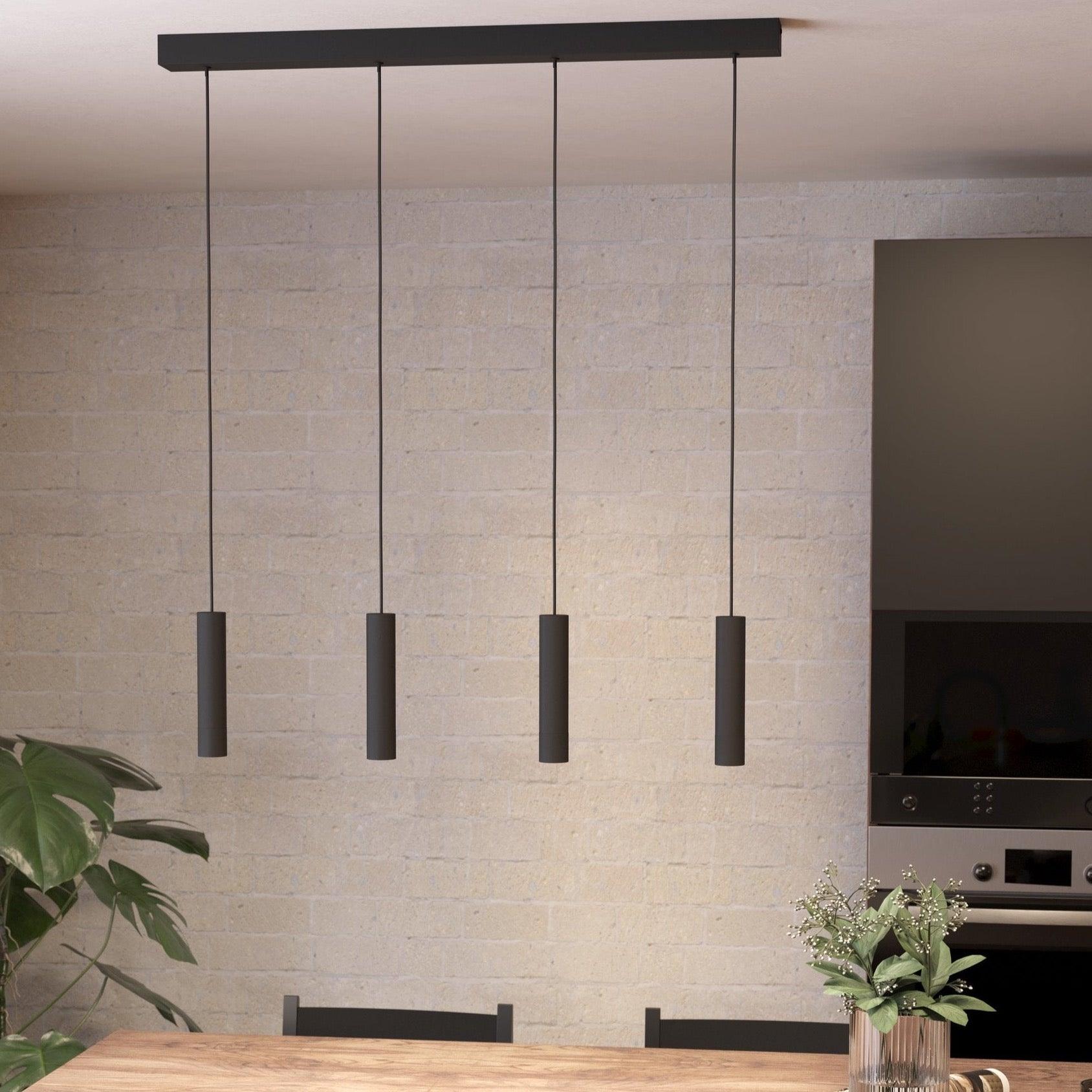eglo almudaina 4 light led black metal tube ceiling pendant