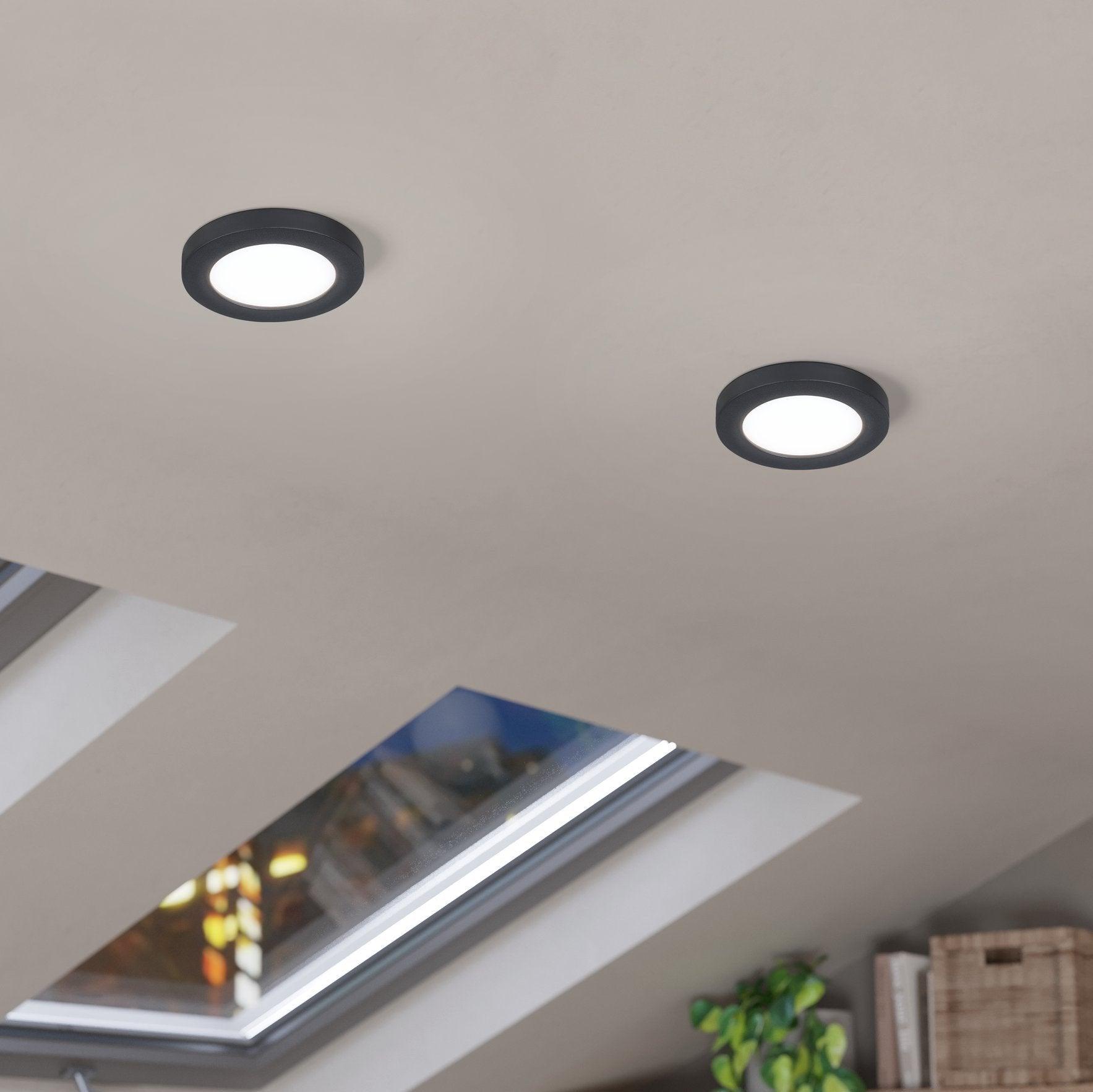 eglo fueva flex black plastic led recessed ceiling light 11 7cm