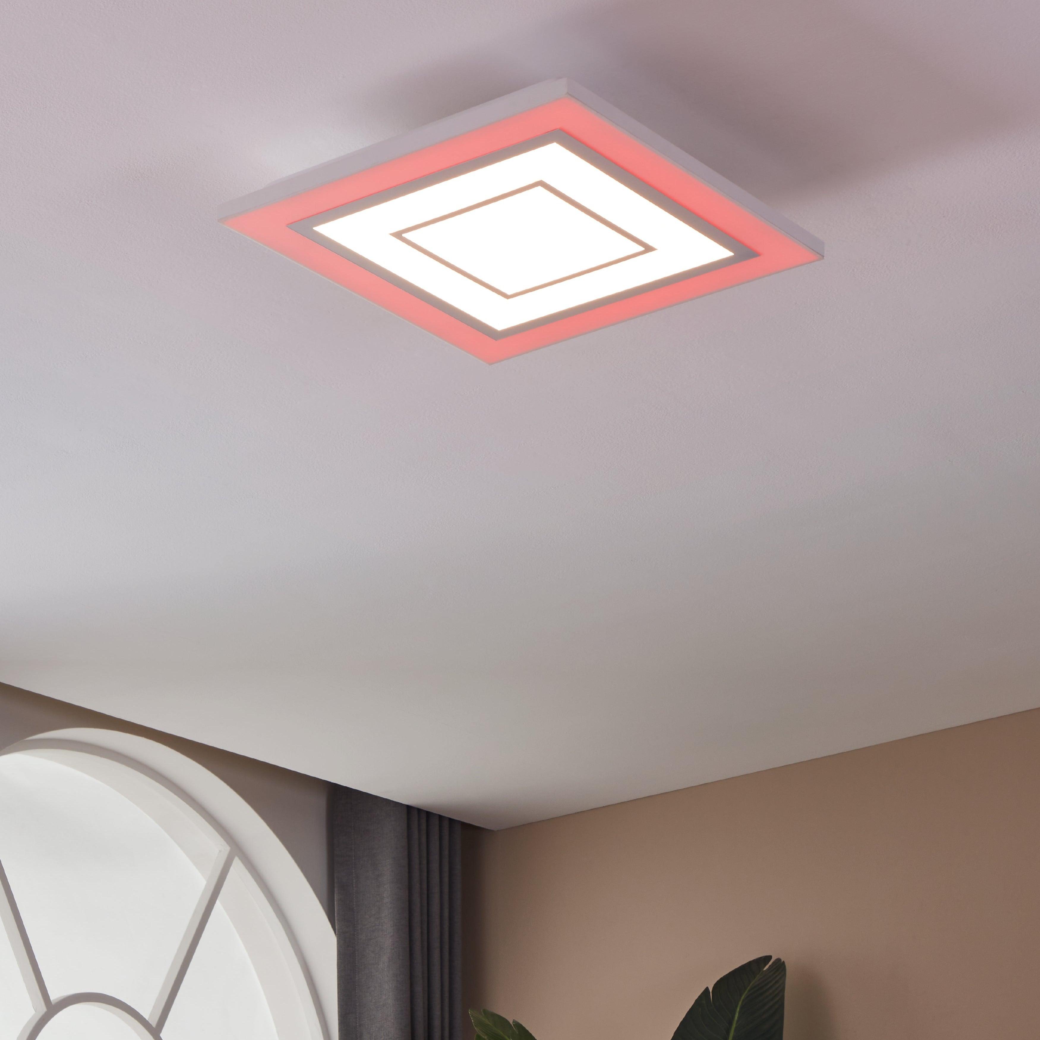 eglo albarca white square led ceiling flush 44cm living room image