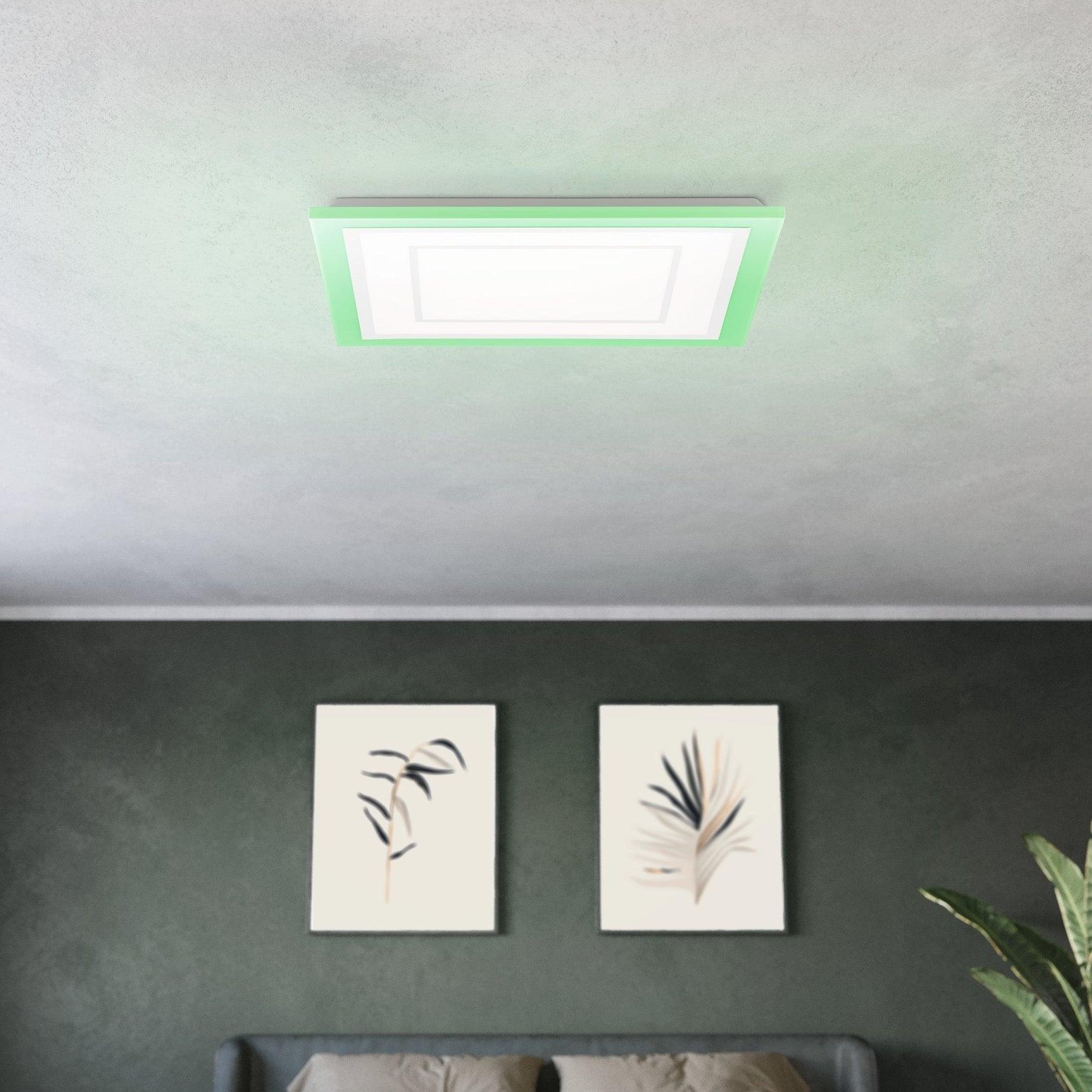 eglo albarca white square led ceiling flush 59cm living room image