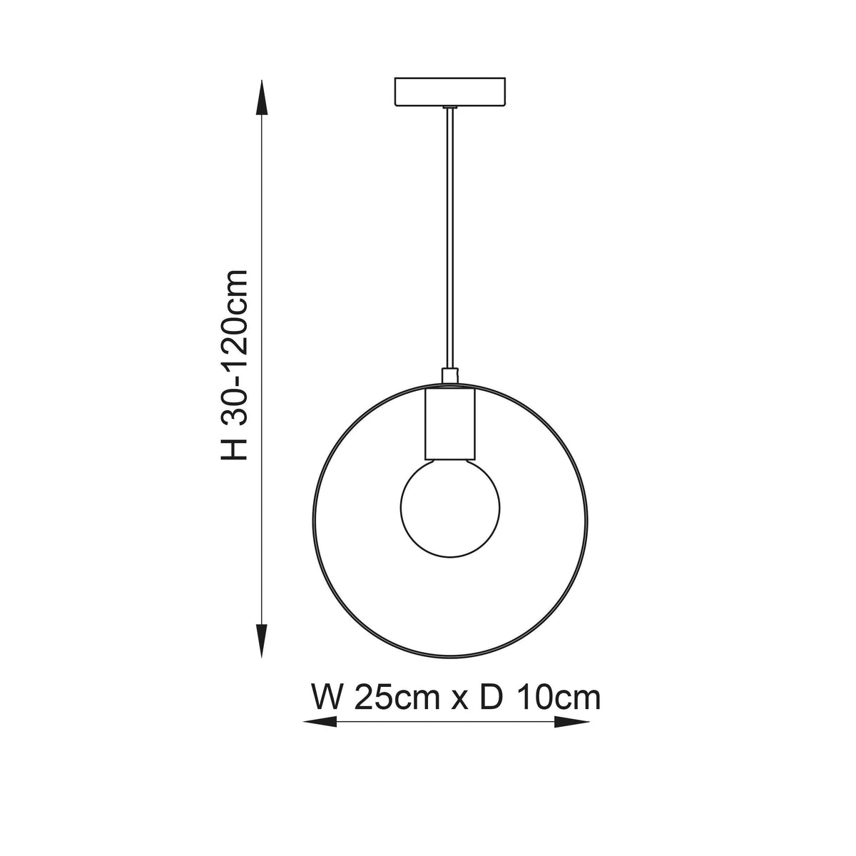 Endon Hoop 1 Light Nickel Ceiling Pendant-warehouse-180926