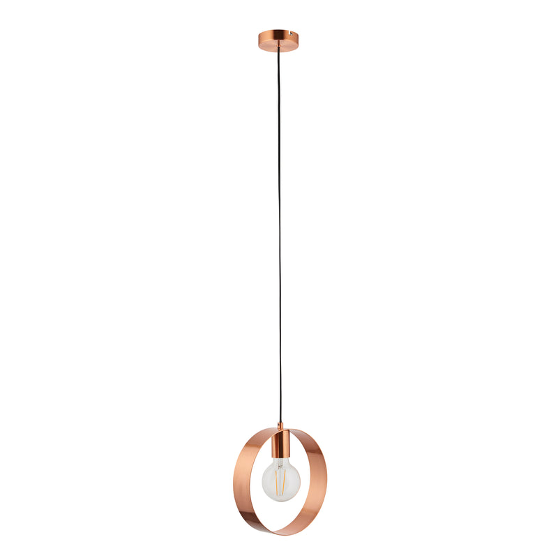 Endon Hoop 1 Light Copper Ceiling Pendant