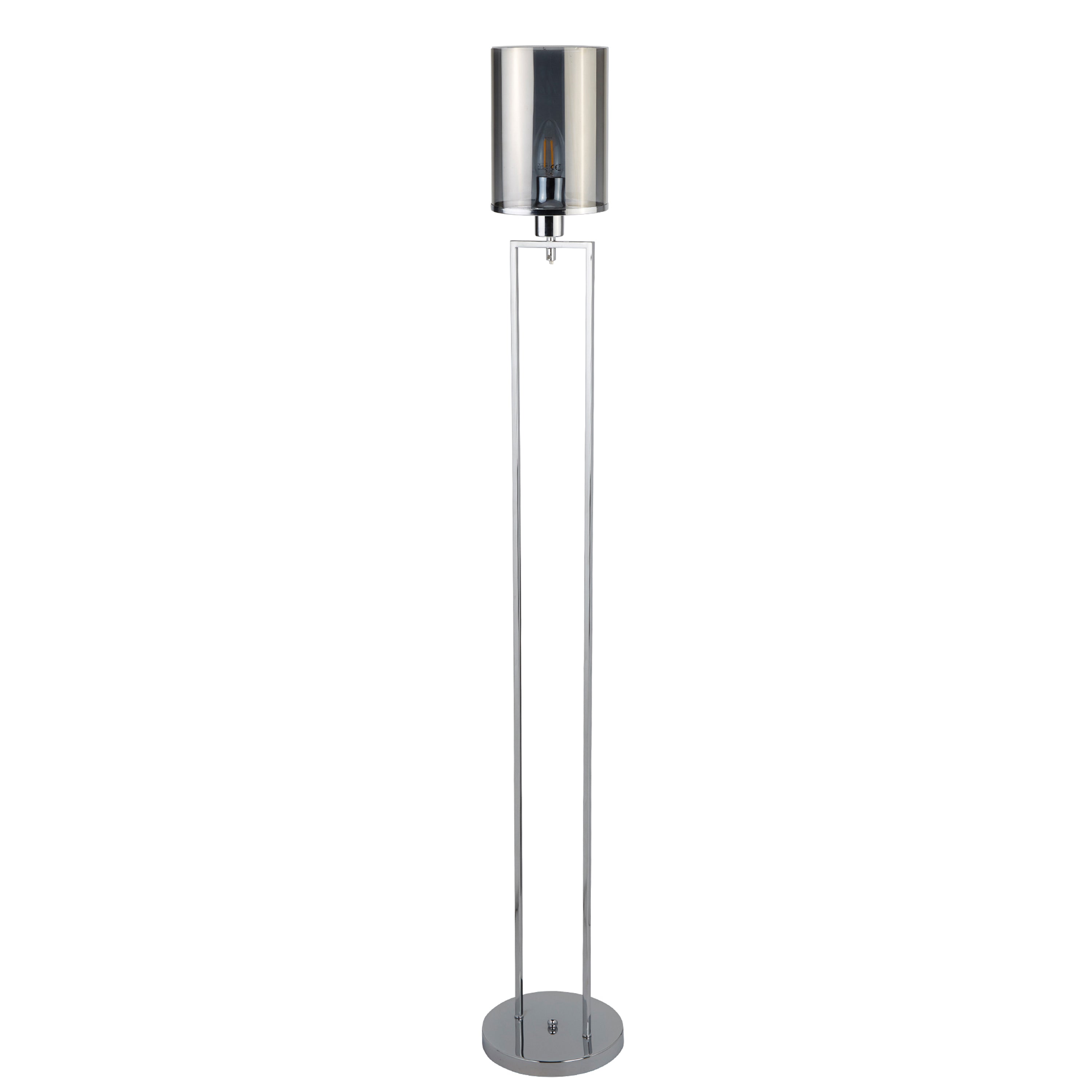 Searchlight Catalina Floor Lamp - Chrome Metal & Smoked Glass