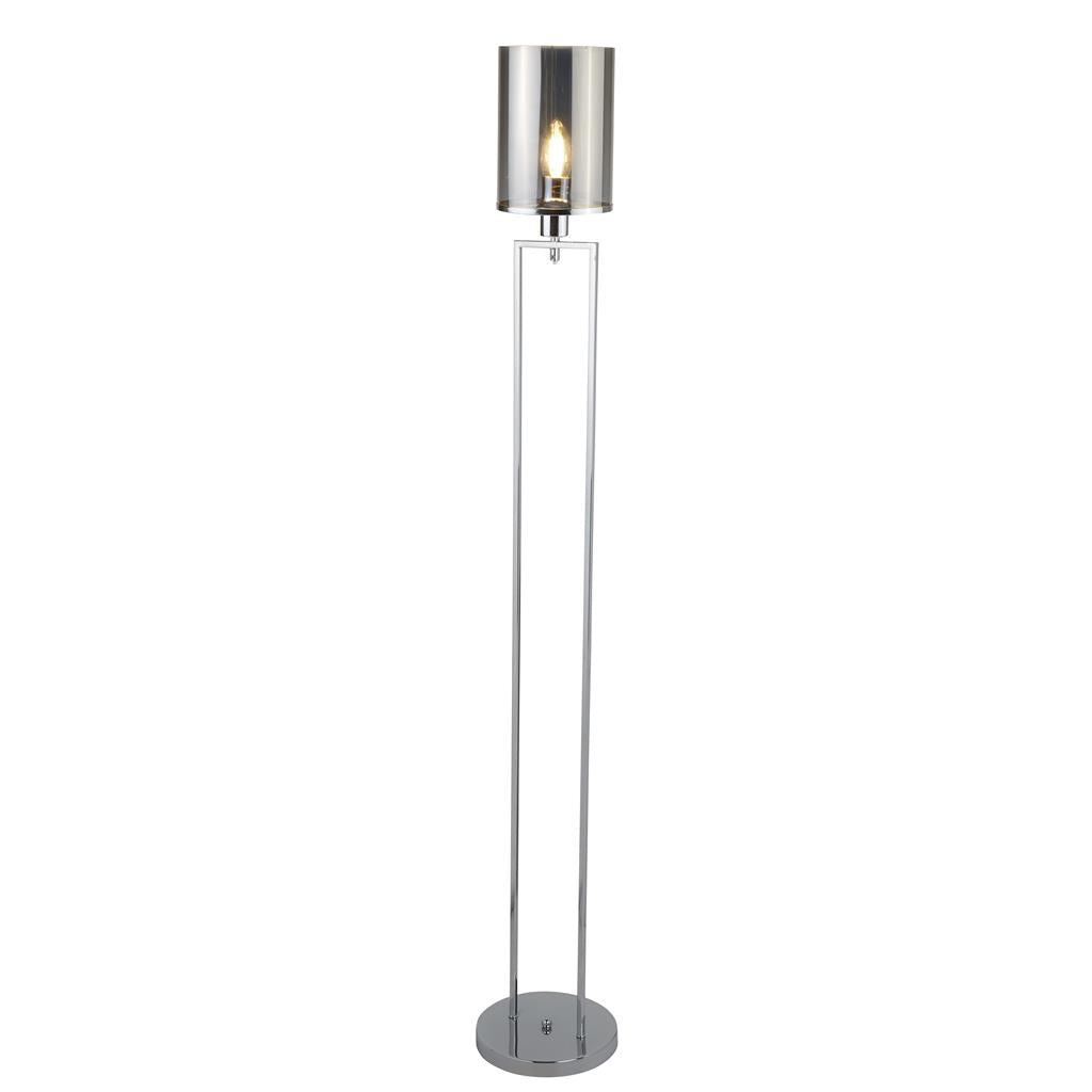 Searchlight Catalina Floor Lamp - Chrome Metal & Smoked Glass