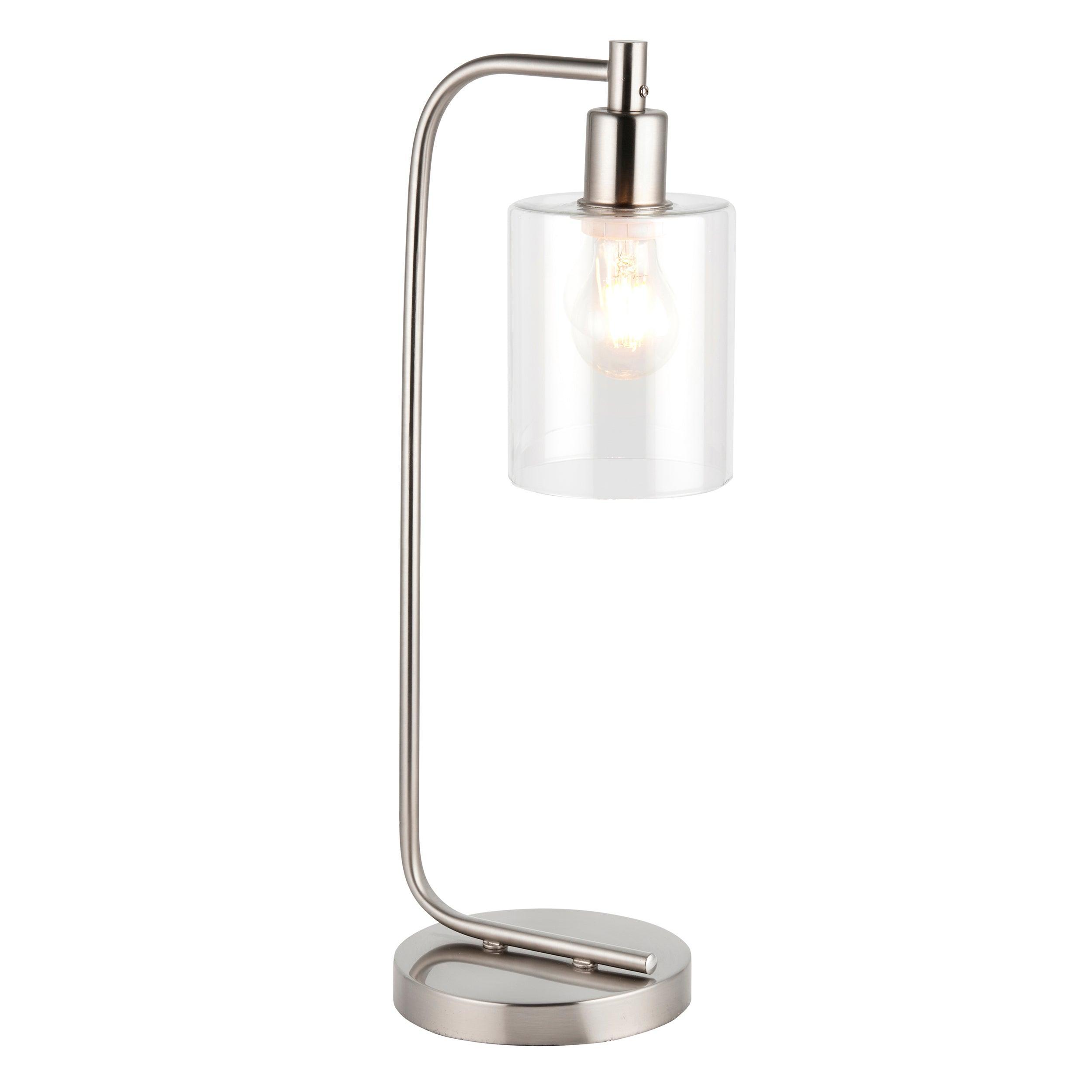 Endon Toledo 1 Light Nickel Table Lamp - Glass Shade-warehouse-clearance-020426
