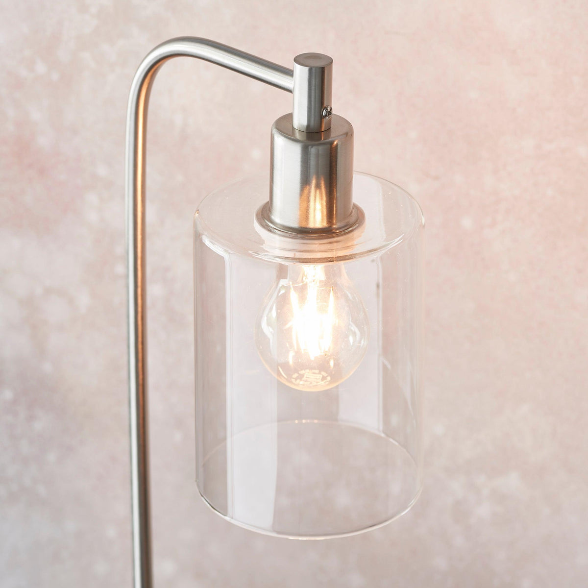 Endon Toledo 1 Light Nickel Table Lamp - Glass Shade-warehouse-180926