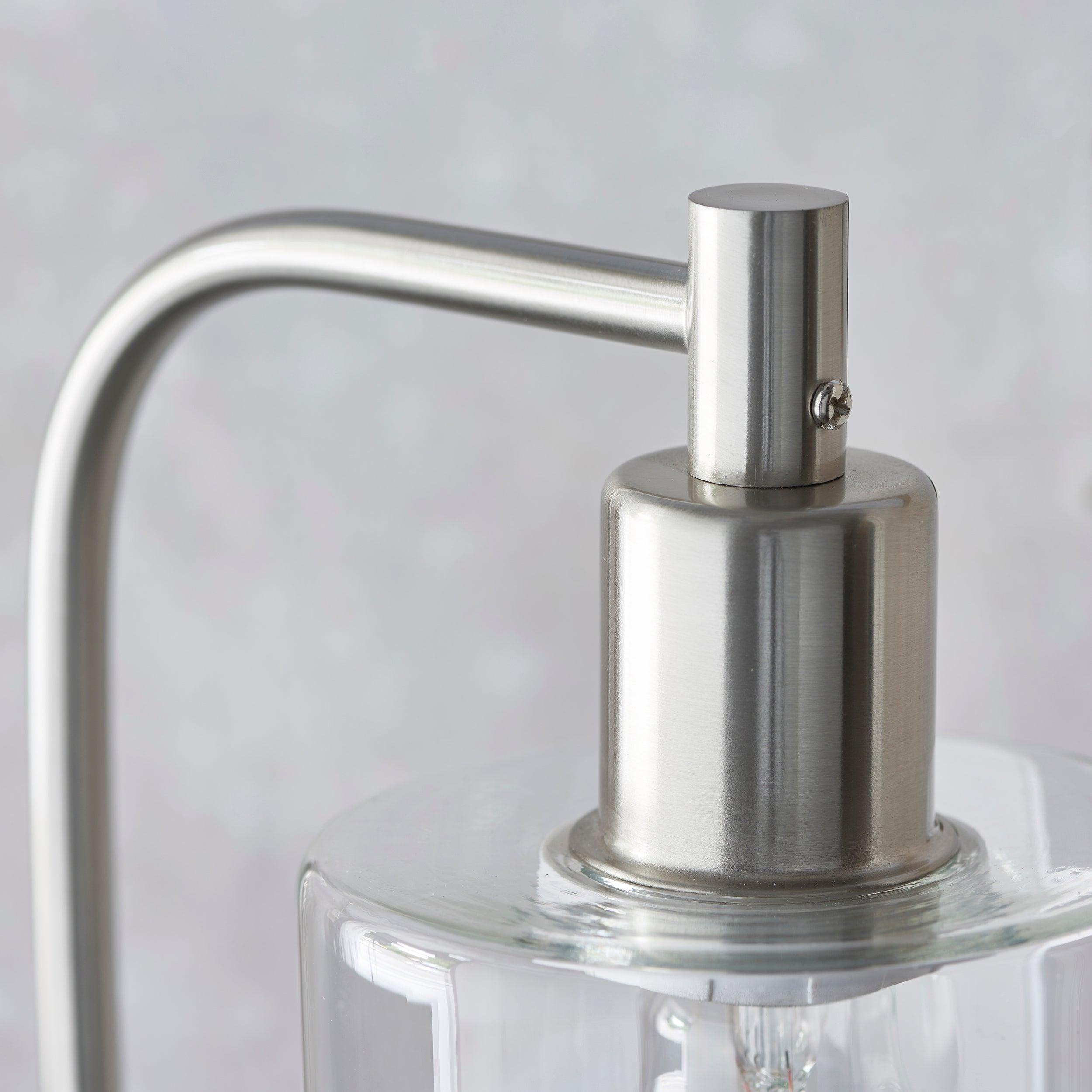 Endon Toledo 1 Light Nickel Table Lamp - Glass Shade-warehouse-clearance-020426