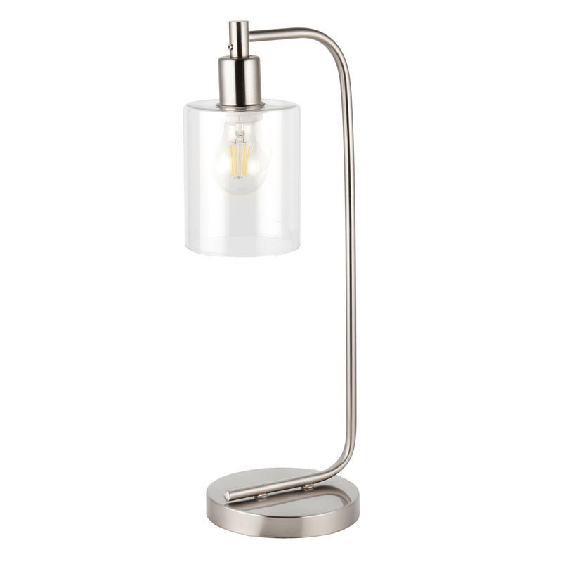 Endon Toledo 1 Light Nickel Table Lamp - Glass Shade