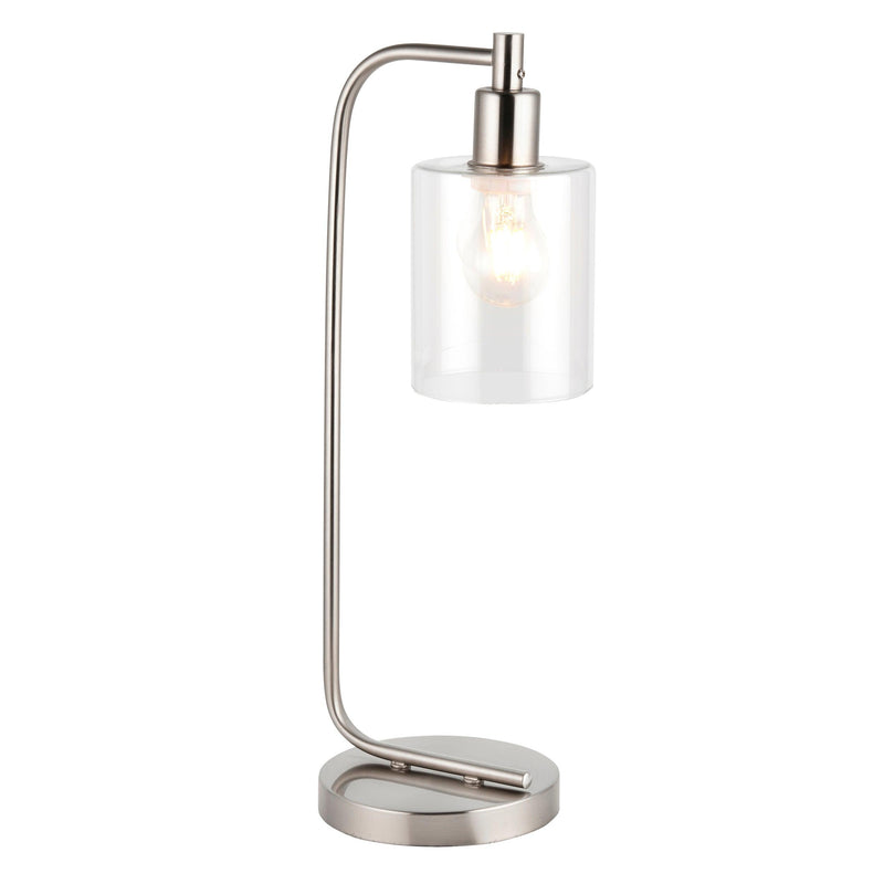 Endon Toledo 1 Light Nickel Table Lamp - Glass Shade