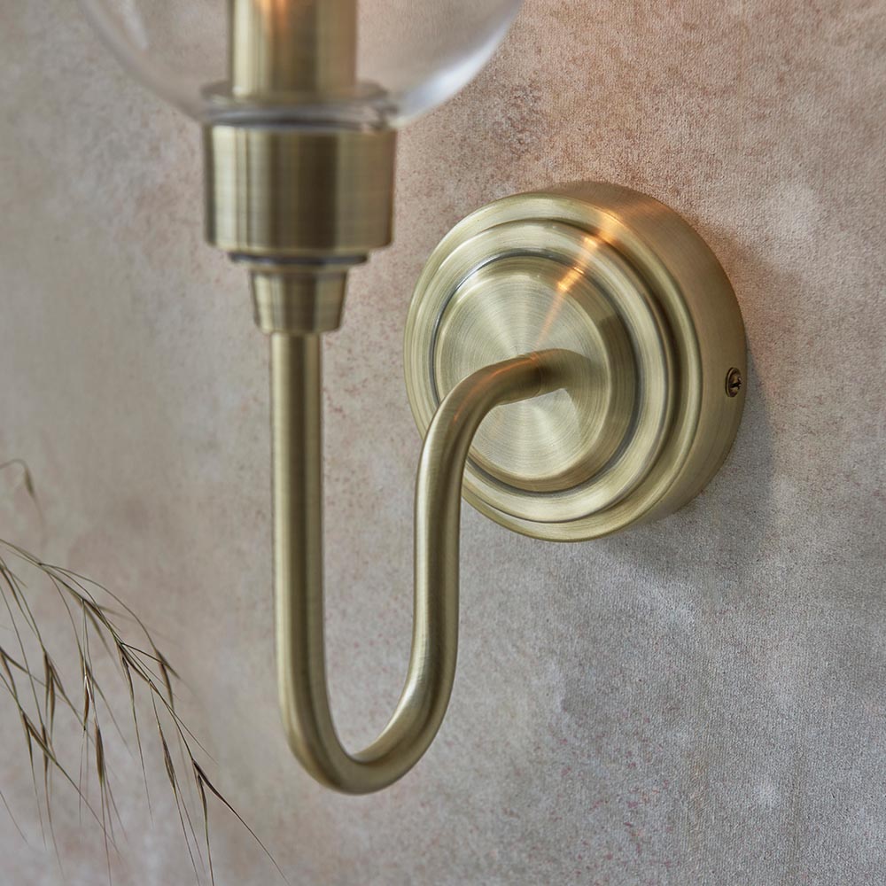 Island Brass & Glass Shade Art Deco Wall Light-OB-180926