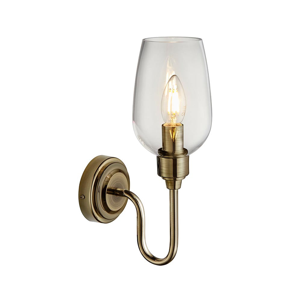 Island Brass & Glass Shade Art Deco Wall Light-OB-180926