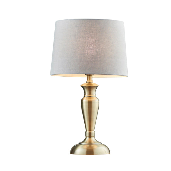 Oslo Medium Brass Finish Table Lamp & Mia Charcoal Shade 91098