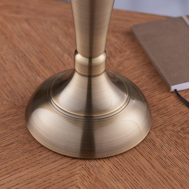Oslo Medium Brass Finish Table Lamp & Mia Charcoal Shade