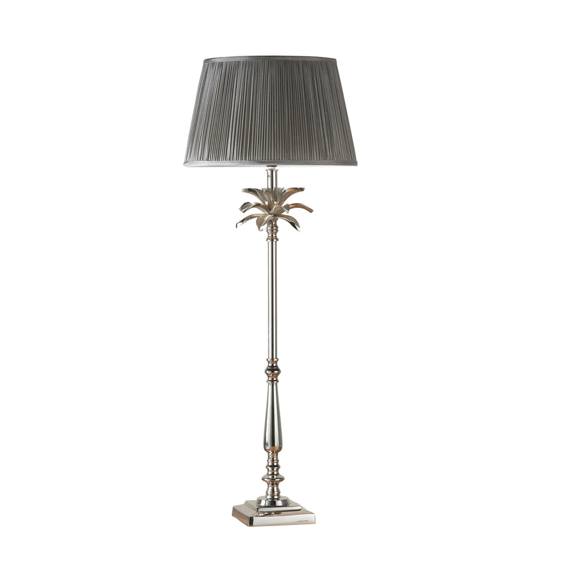 Endon Leaf Large Nickel Table Lamp With Charcoal Shade