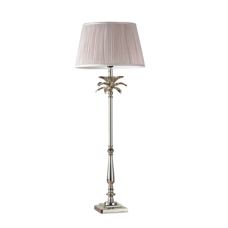 Endon Leaf Large Polished Nickel Table Lamp With Pink Shade