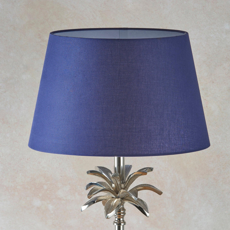 Endon Leaf Polished Nickel Table Lamp & Evie Navy Lamp Shade