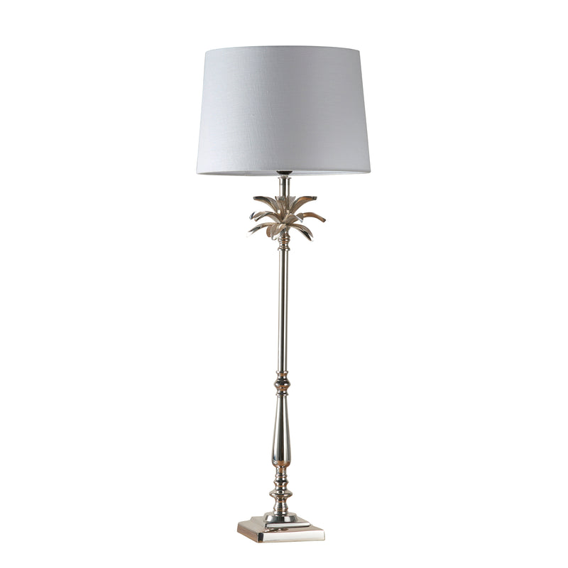 Leaf Polished Nickel Table Lamp - Vintage White 14 inch Shade