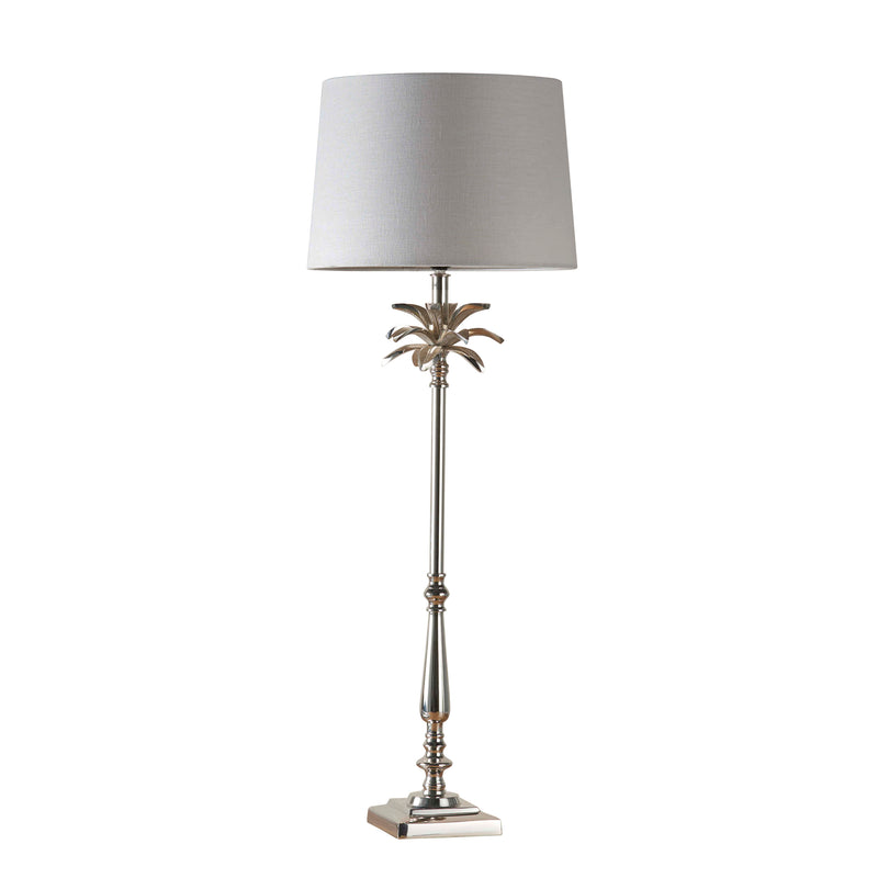 Leaf Polished Nickel Table Lamp - Natural 14 inch Shade