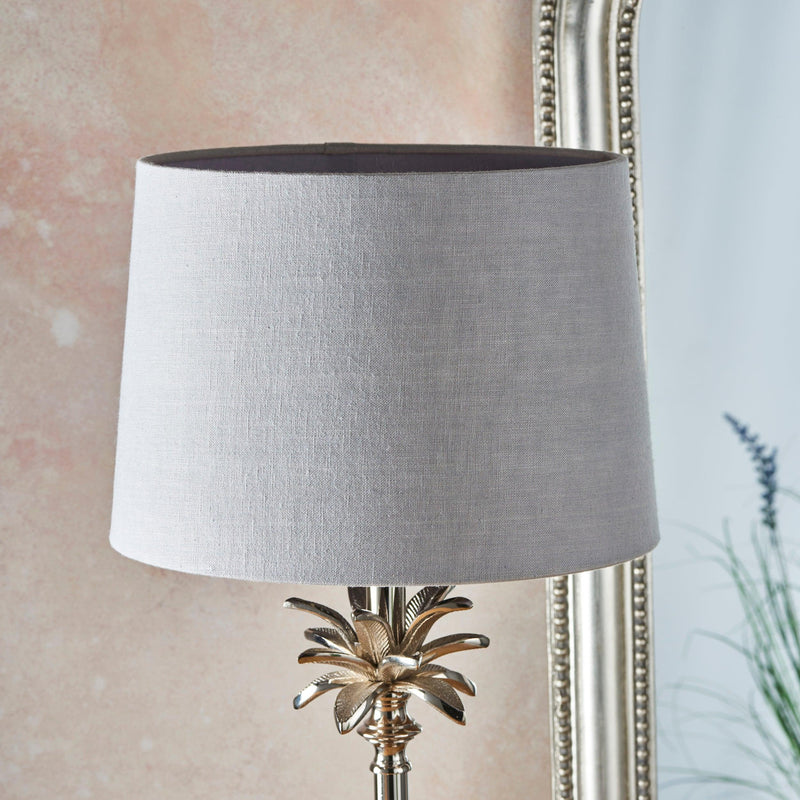Leaf Polished Nickel Table Lamp With 12 inch Charcoal Shade