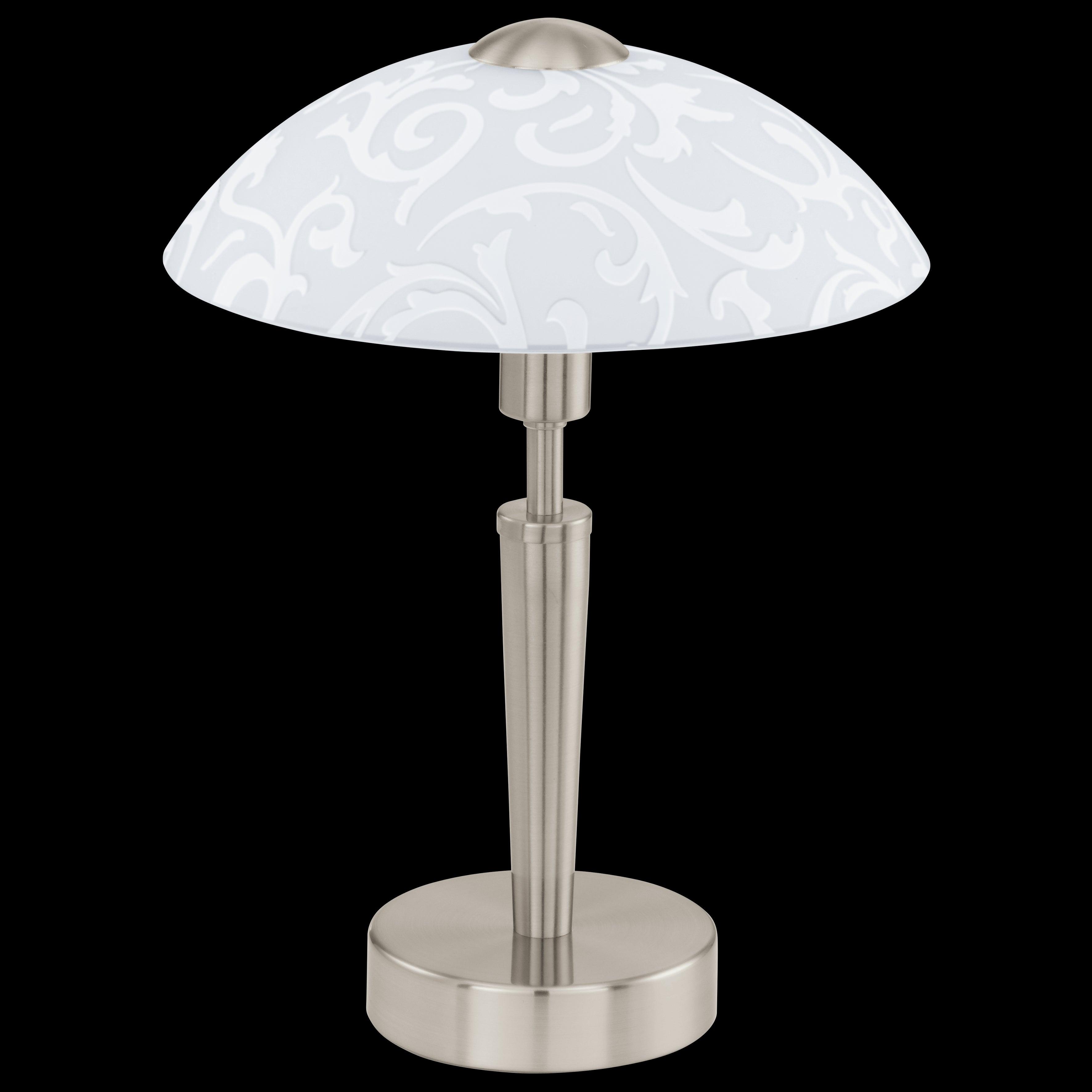 eglo solo nickel touch table lamp satin glass shade living room image