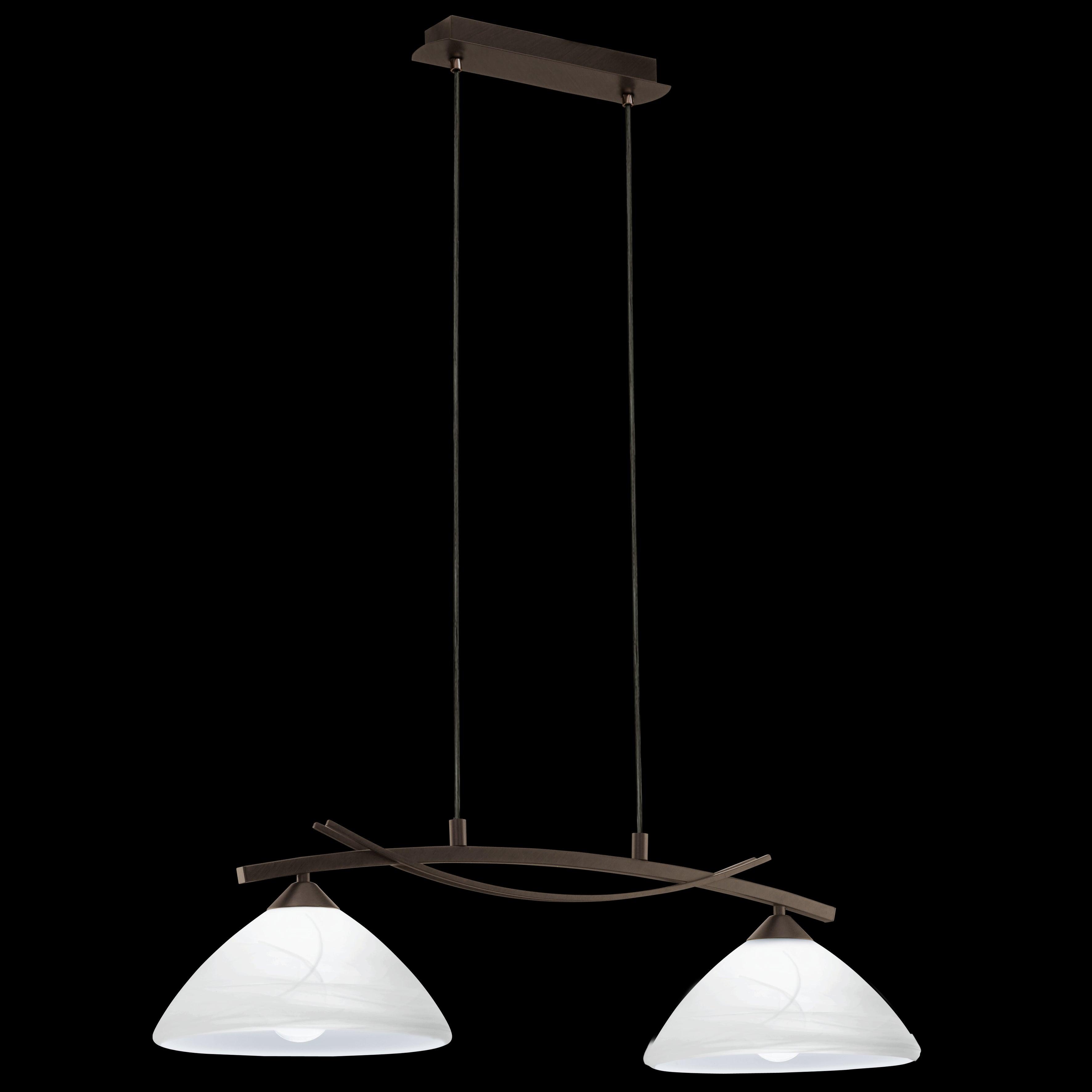 eglo vinovo 2 light brown bar pendant white alabaster shades living room image