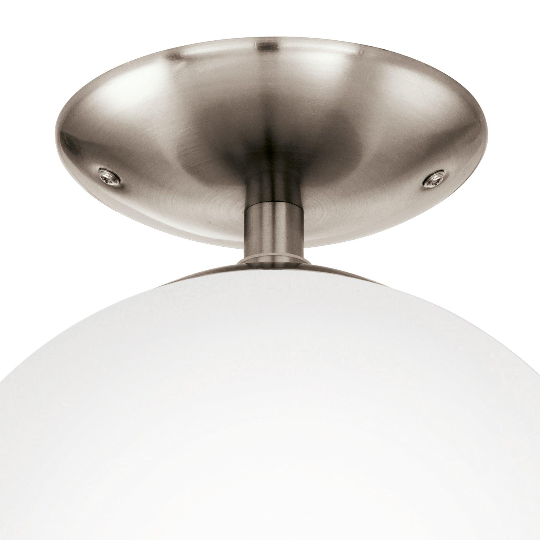 eglo rondo nickel flush ceiling light with opal glass sphere Kitchen Lighting Close Up