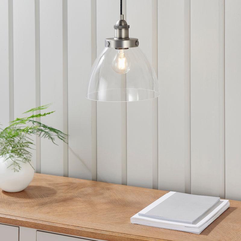 Hansen Brushed Silver Pendant Light-WAREHOUSE-40-290626