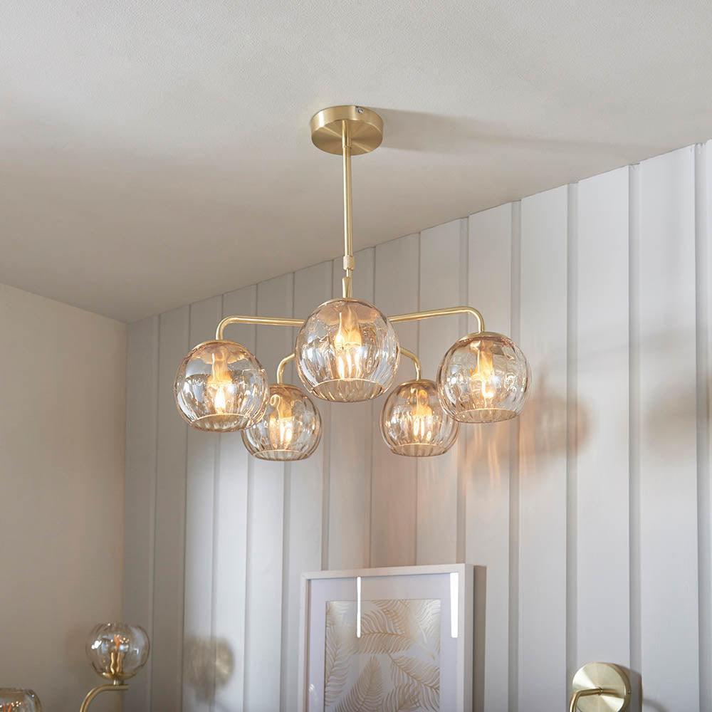 Endon Dimple 5 Light Brass Finish Ceiling Pendant-warehouse-40