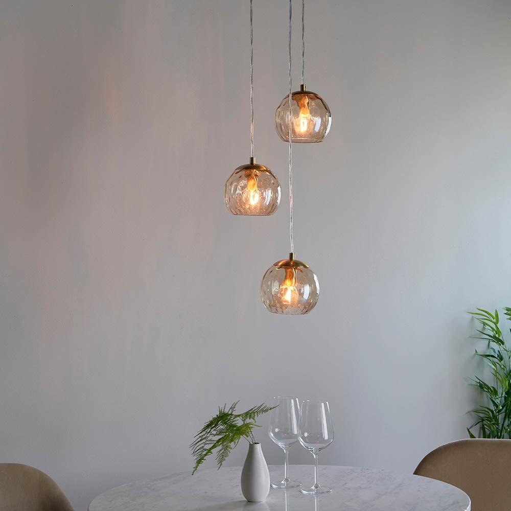 Endon Dimple 3 Light Brass  Ceiling Pendant-OPEN-BOX-020426