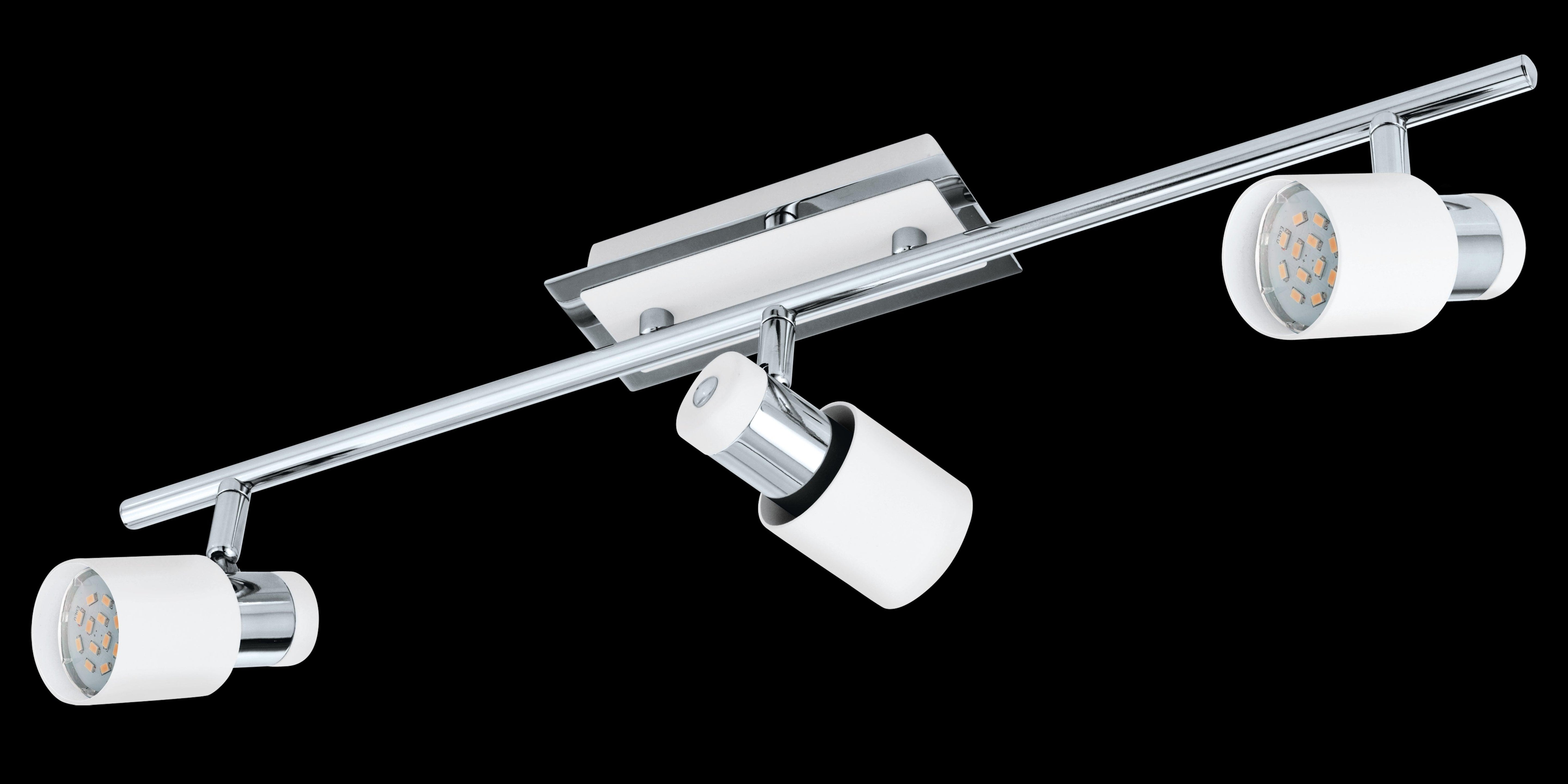 eglo davida chrome white 3 light bar spotlight