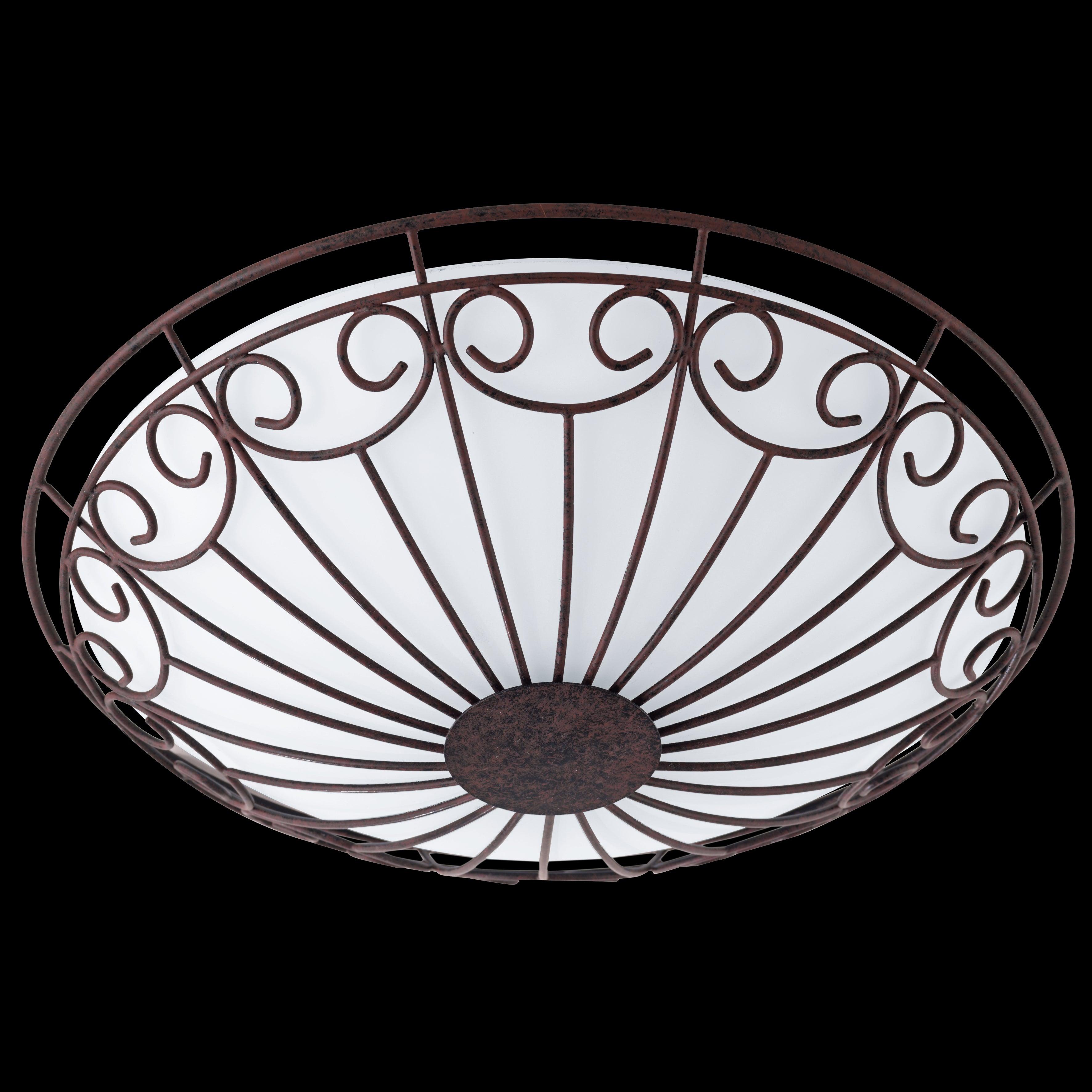eglo colti flush brown wire shade with white glass inner living room image