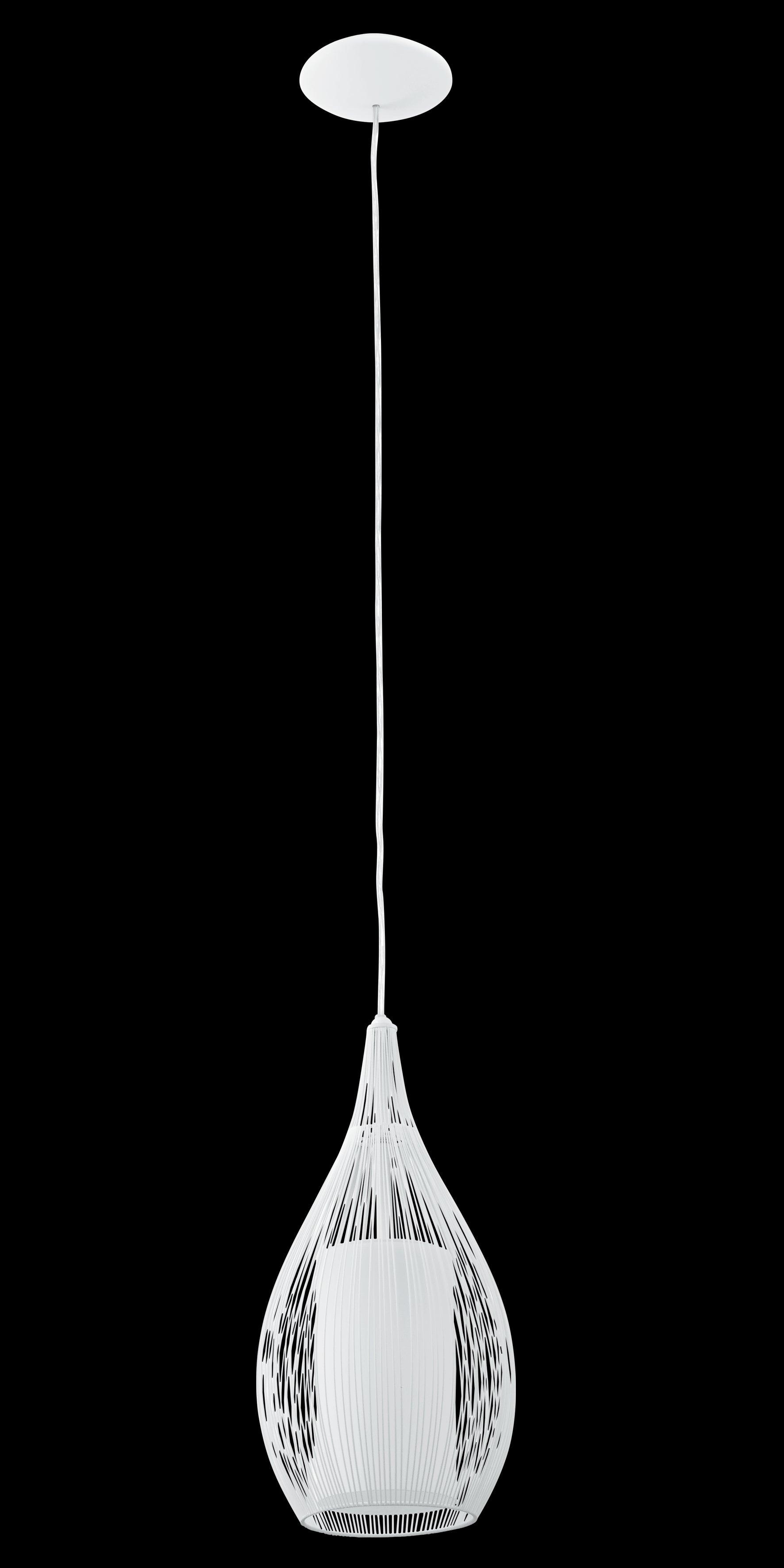eglo razoni white rounded wire glass ceiling pendant living room close up